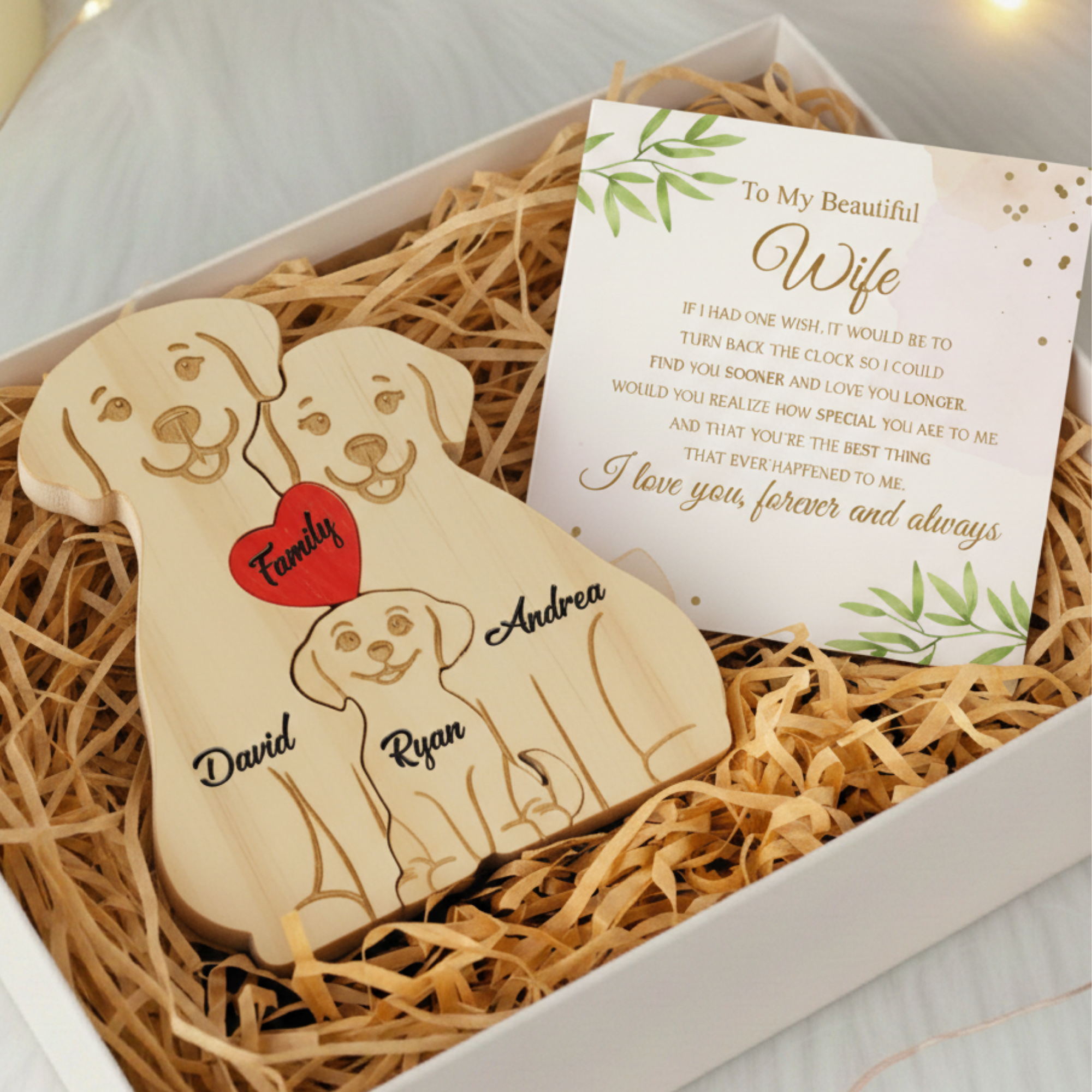 Personalized Dog 3 Pieces Family Edition Custom Wooden Puzzle