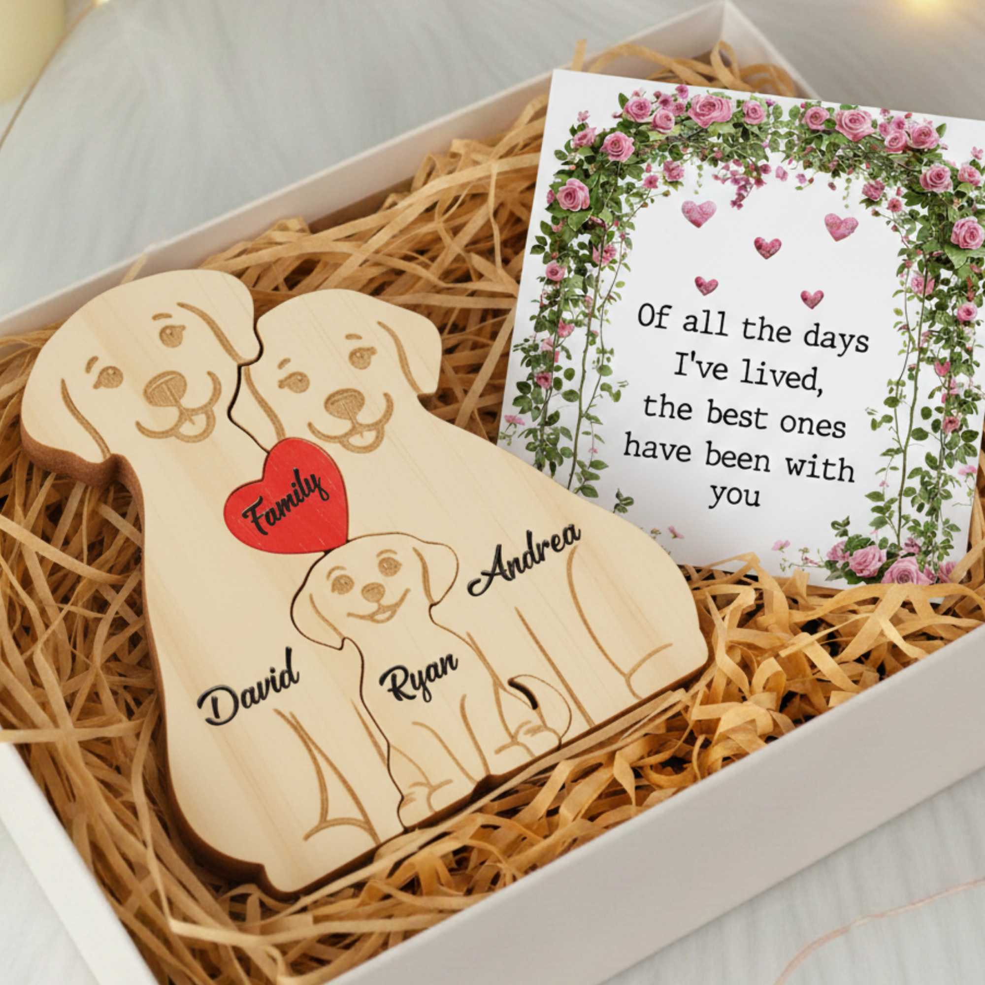 Personalized Dog 3 Pieces Family Edition Custom Wooden Puzzle