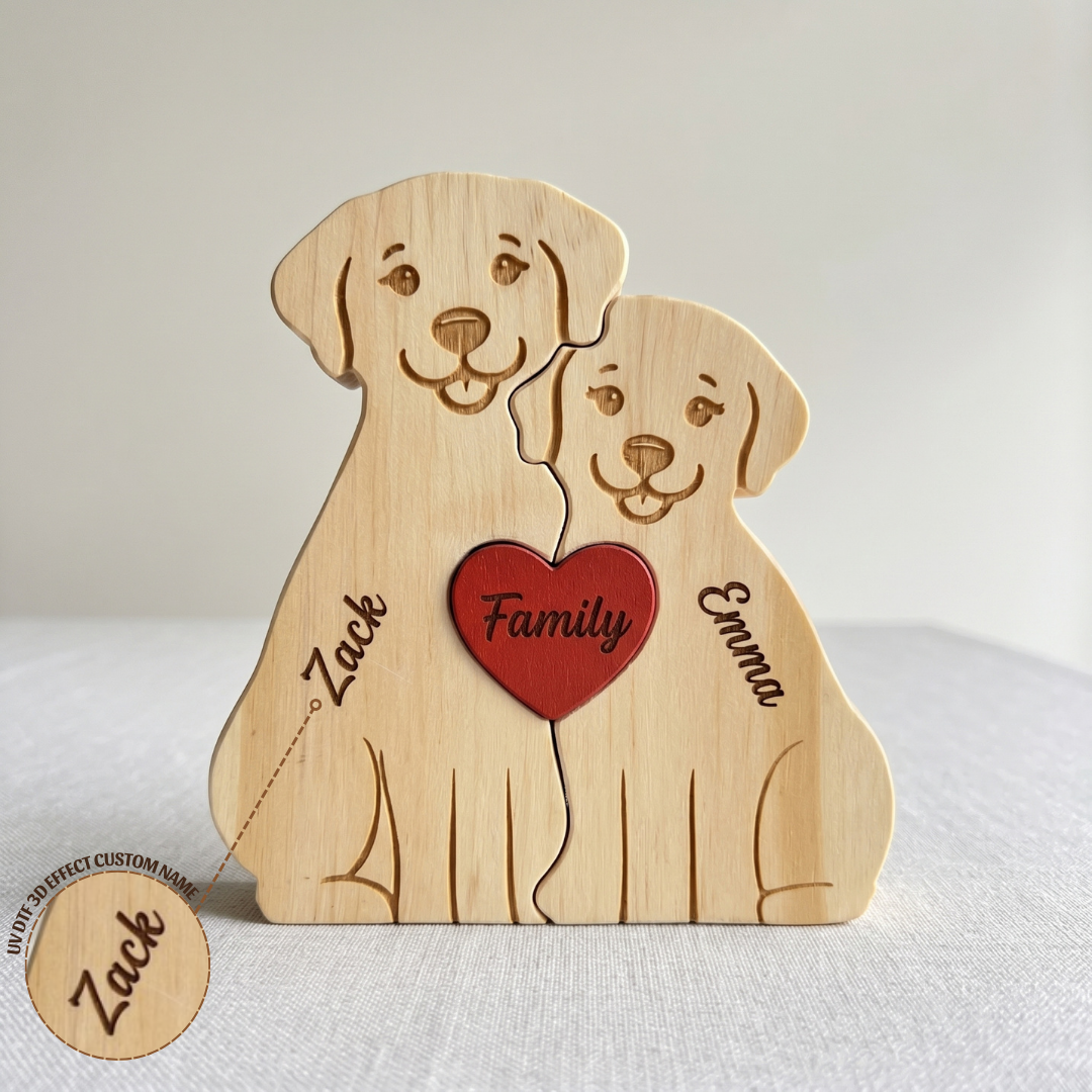Personalized Dog Couple Edition Custom Wooden Puzzle