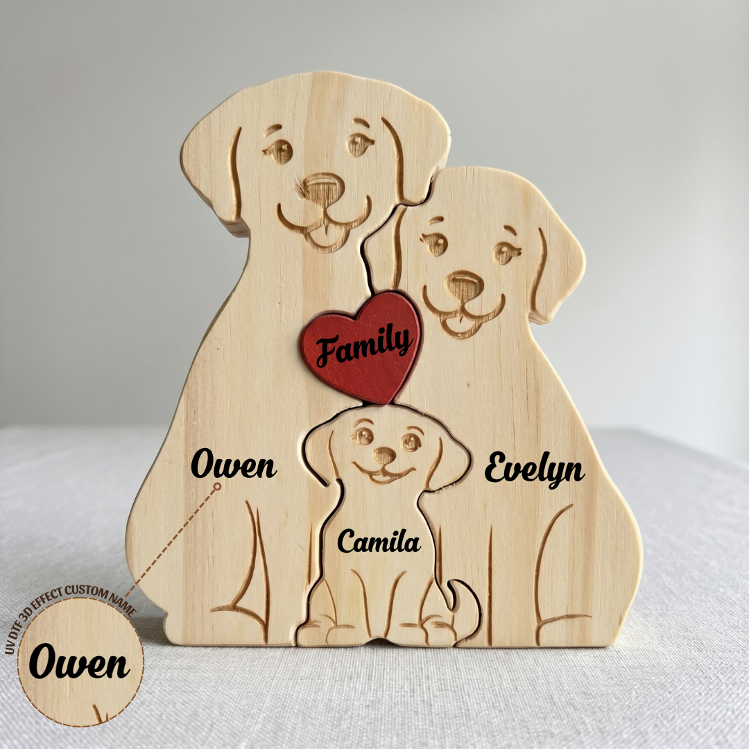 Personalized Dog 3 Pieces Family Edition Custom Wooden Puzzle