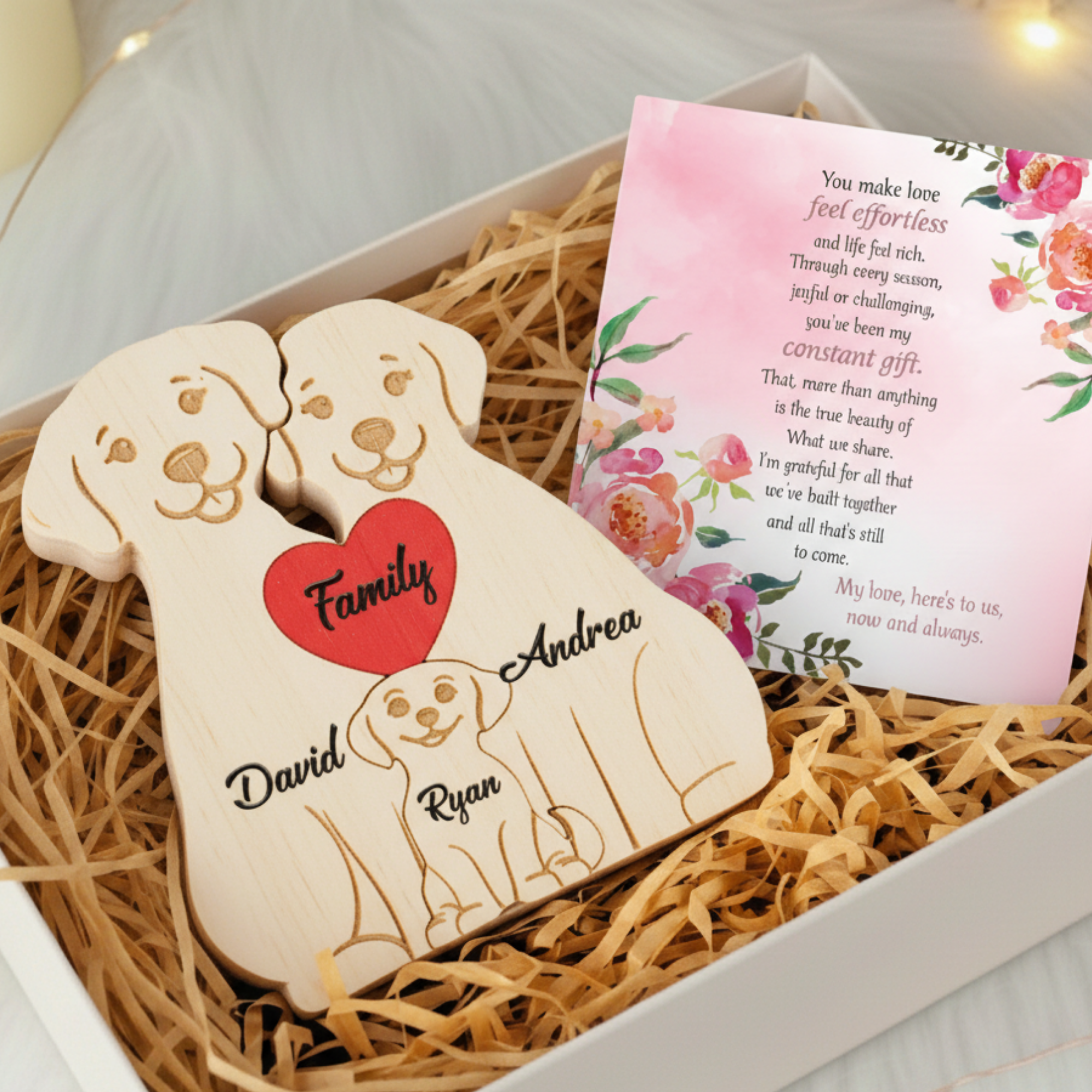 Personalized Dog 3 Pieces Family Edition Custom Wooden Puzzle