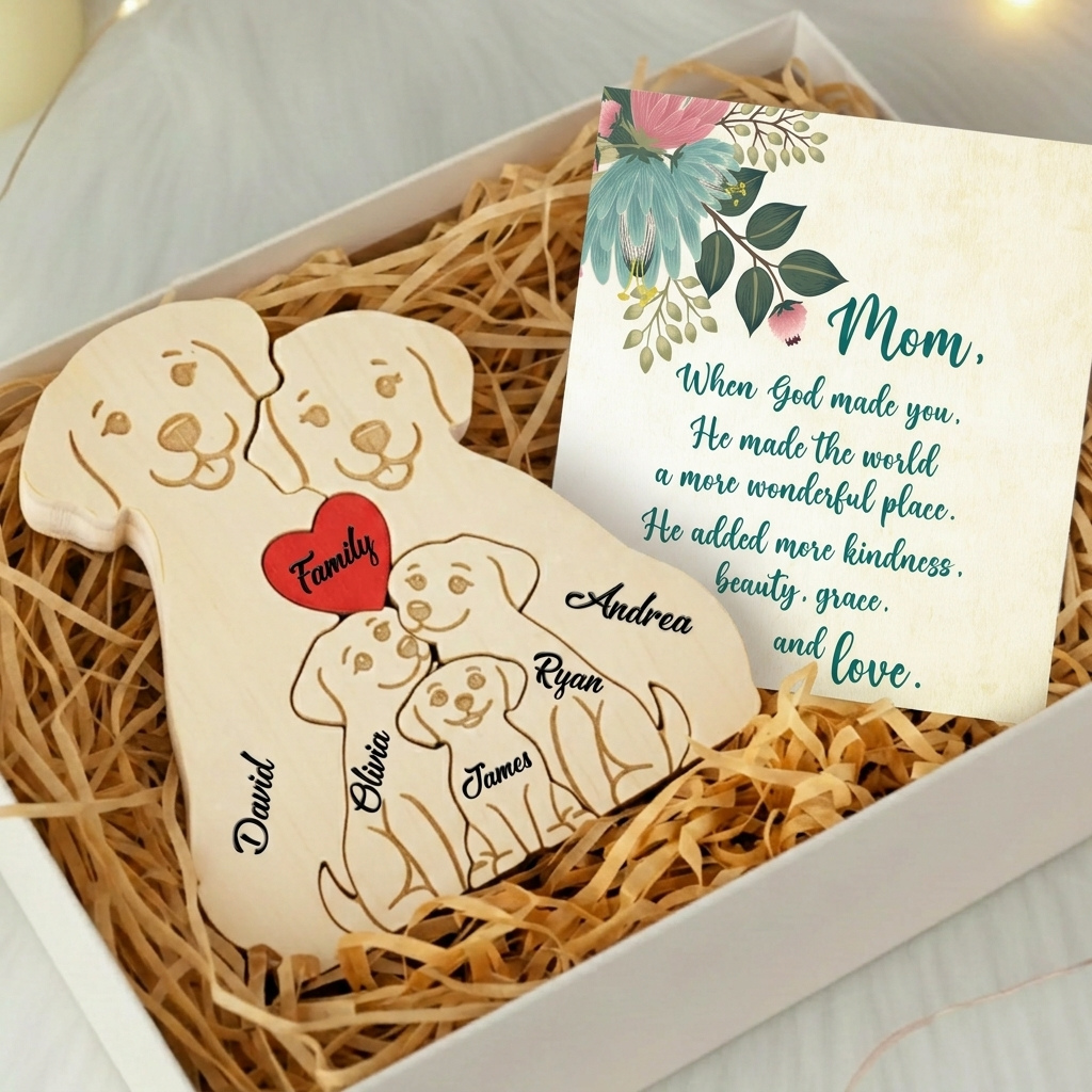 Personalized Dog 5 Pieces Family Edition Custom Wooden Puzzle