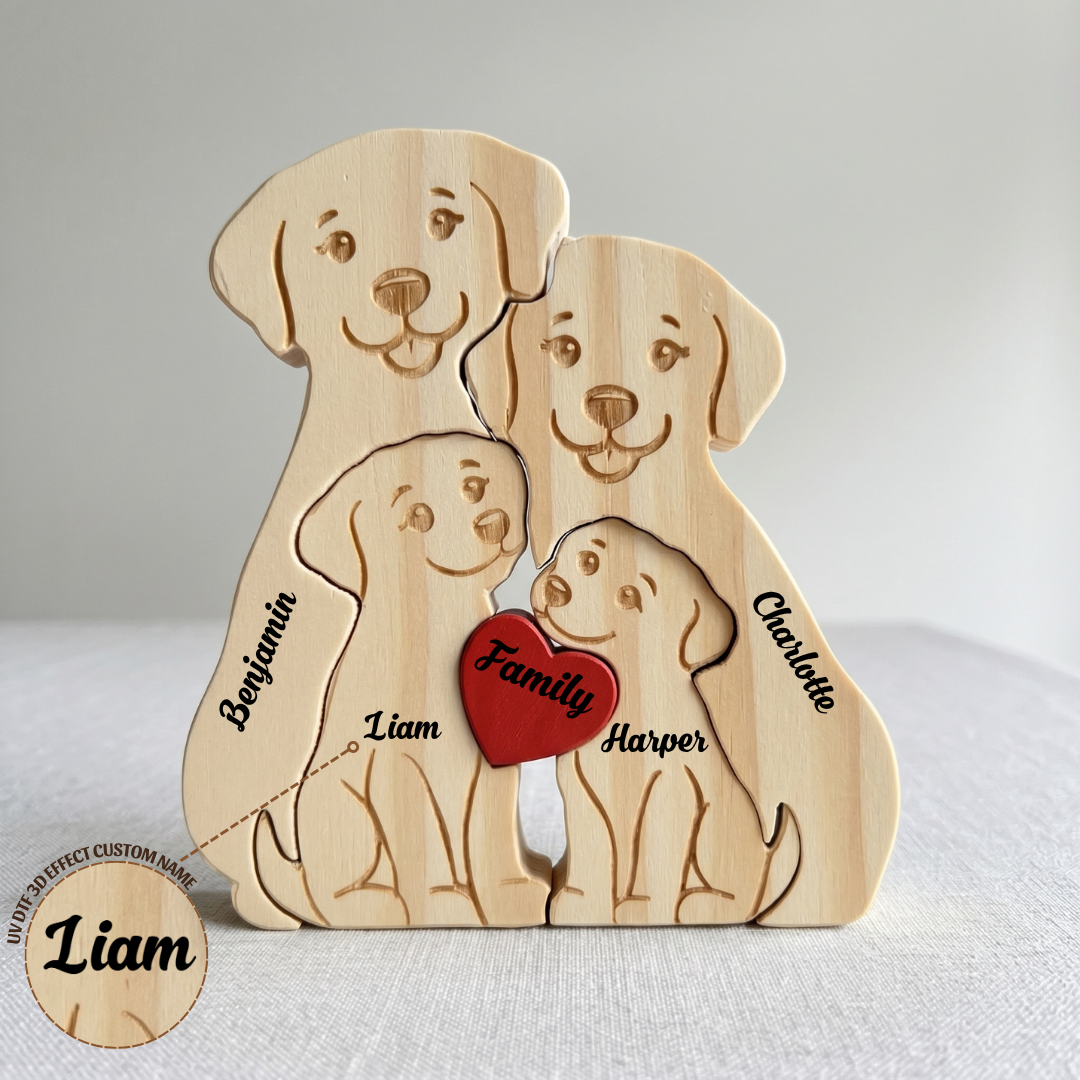 Personalized Dog 4 Pieces Family Edition Custom Wooden Puzzle