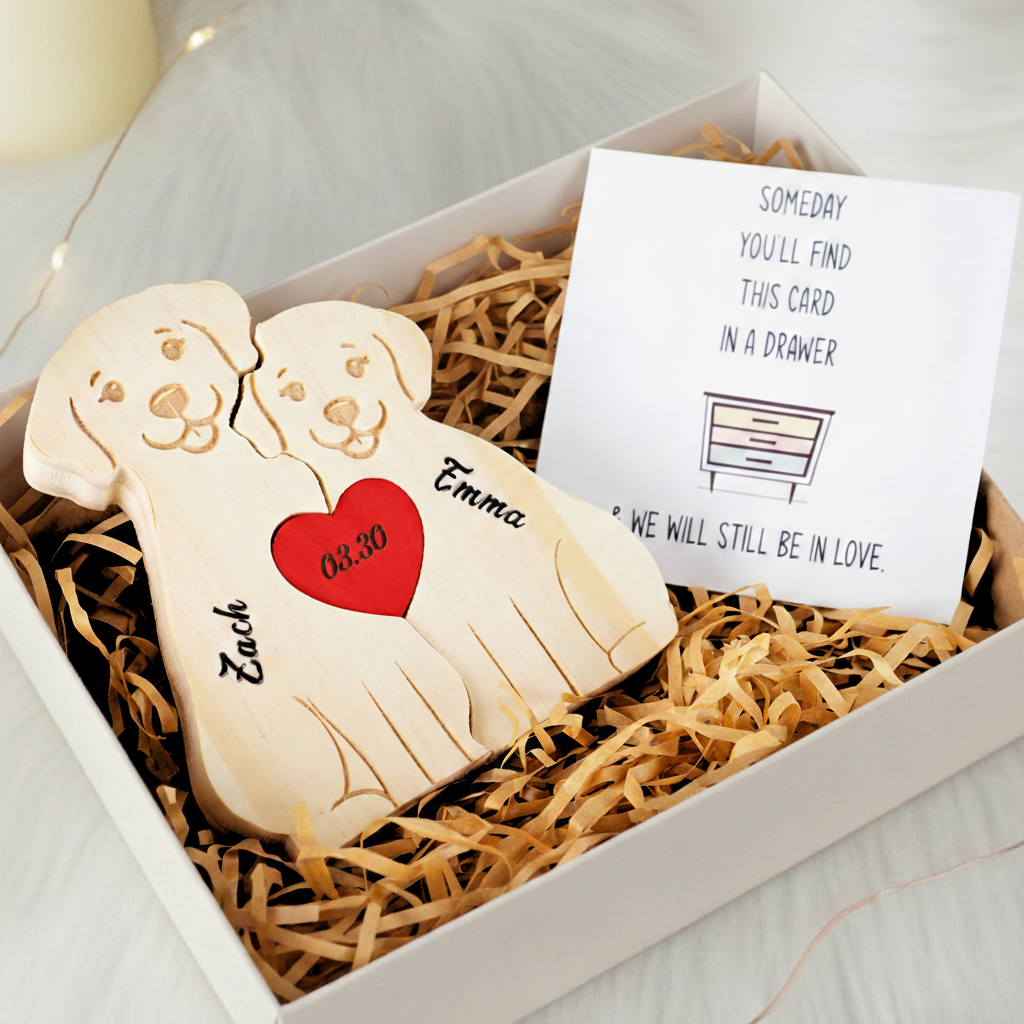Personalized Dog Couple Edition Custom Wooden Puzzle