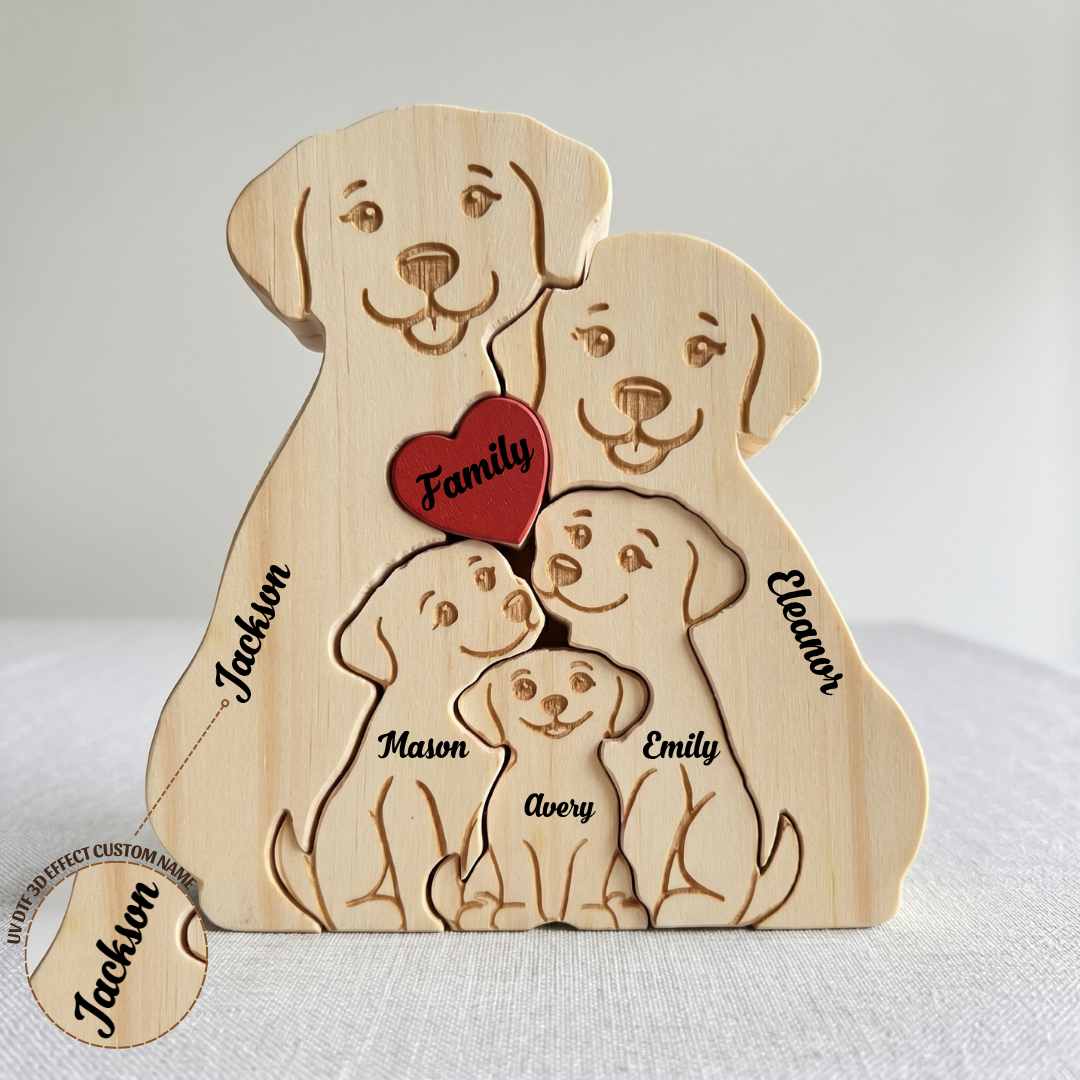 Personalized Dog 5 Pieces Family Edition Custom Wooden Puzzle