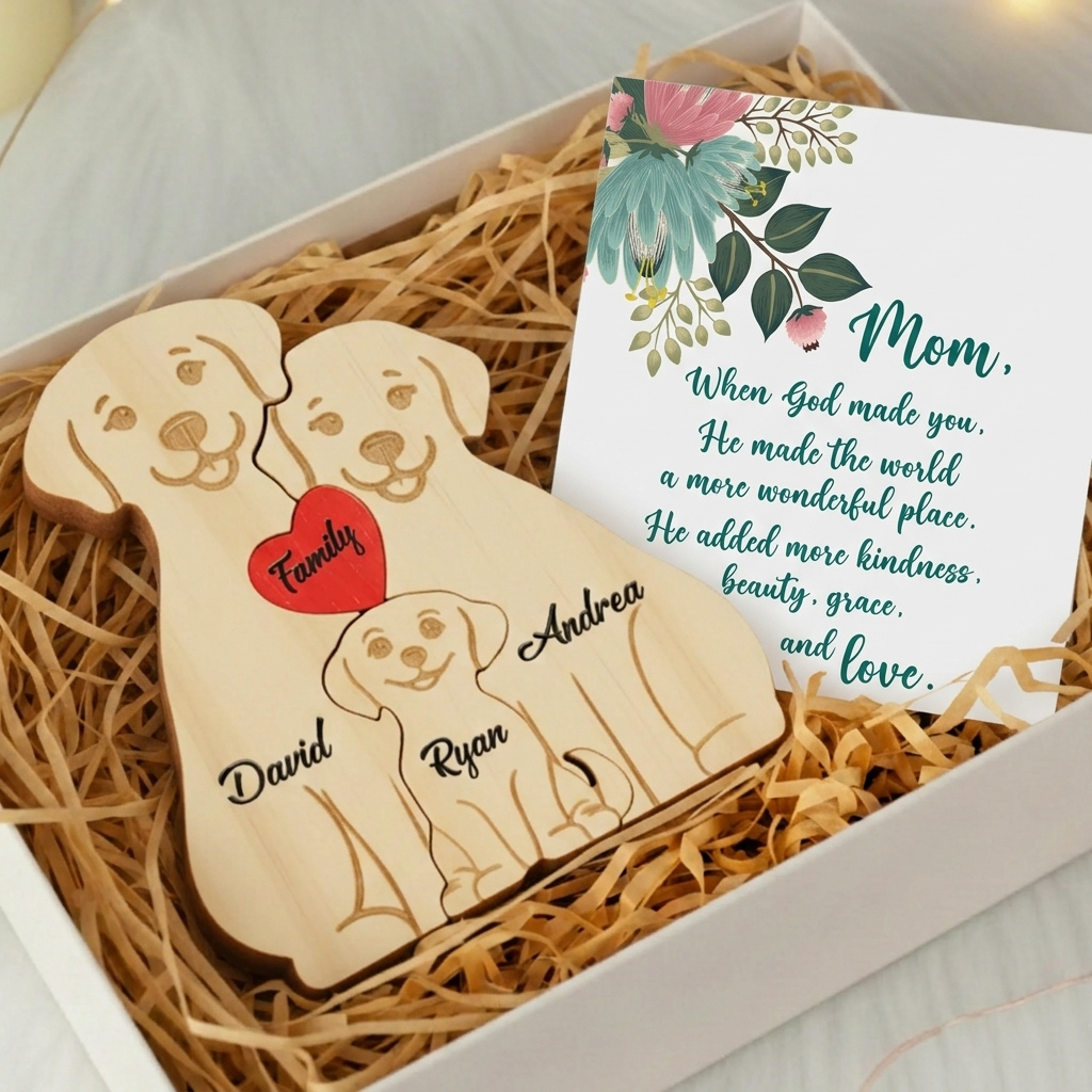 Personalized Dog 3 Pieces Family Edition Custom Wooden Puzzle