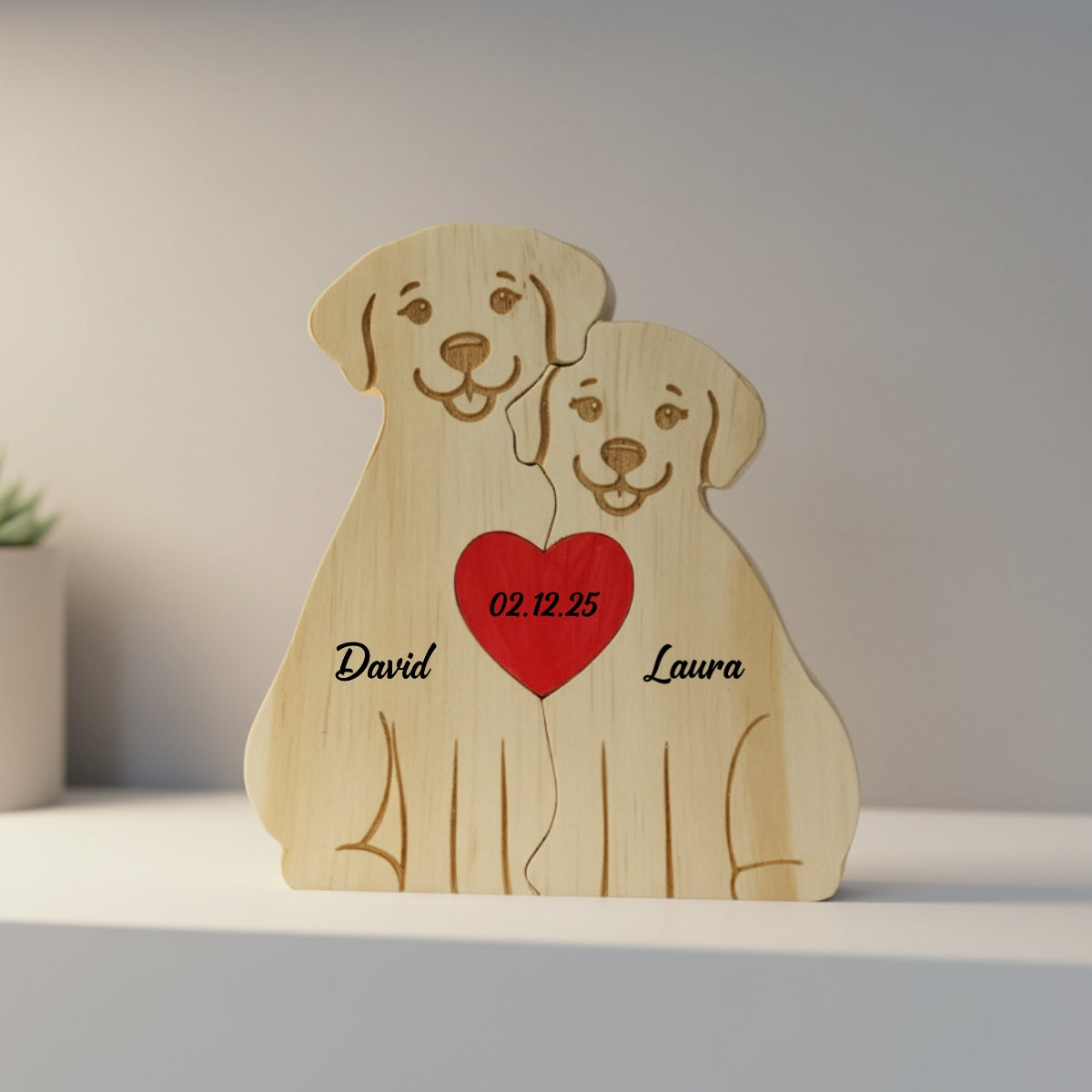 Personalized Dog Couple Puzzle Custom Wooden Puzzle