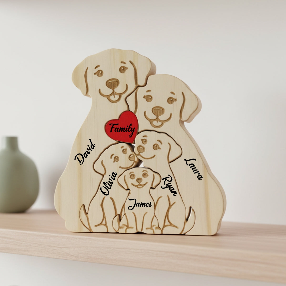 Personalized Dog Family 5 Puzzle Custom Wooden Puzzle
