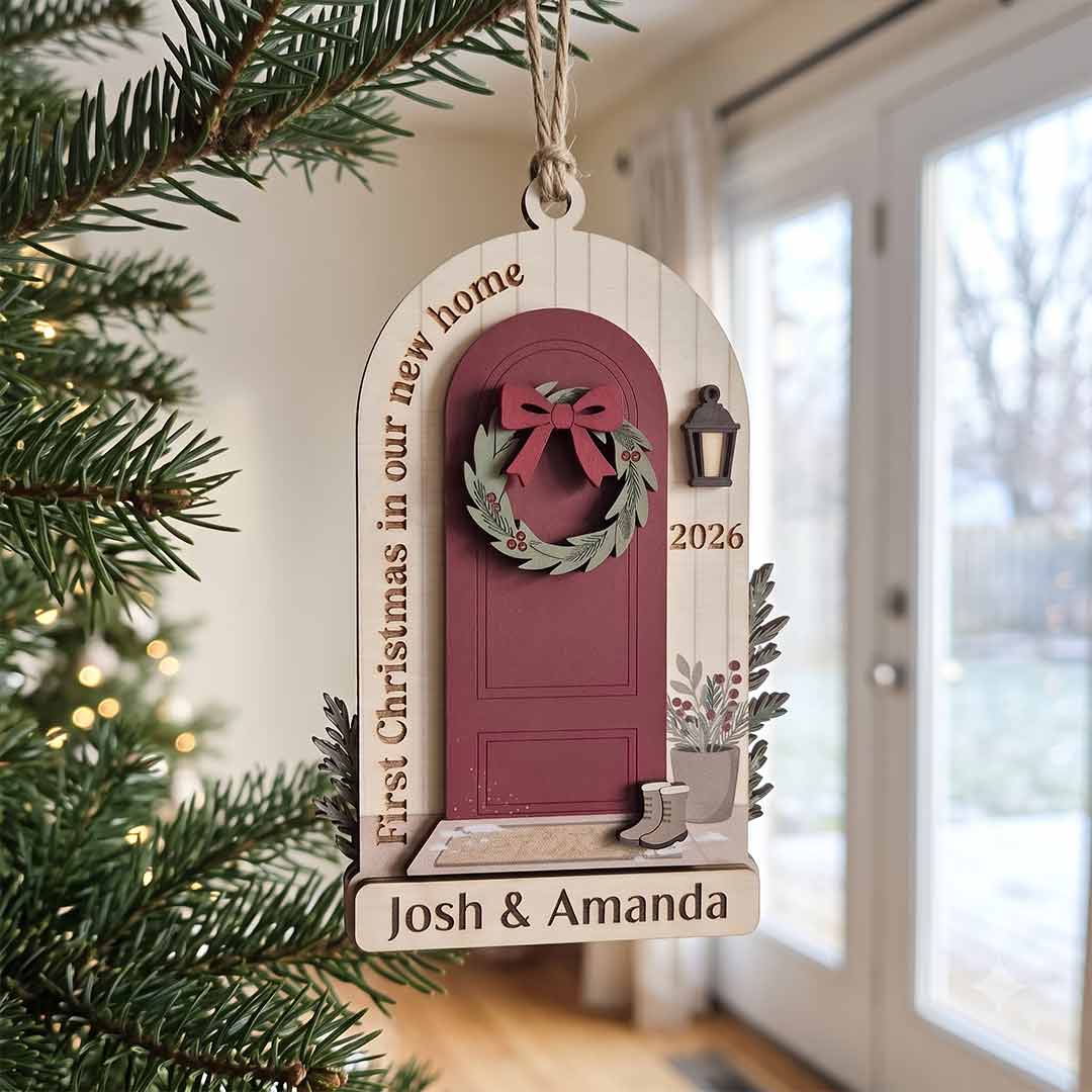 First Christmas in Our New Home Personalized New Home Custom Name Date Wooden Christmas