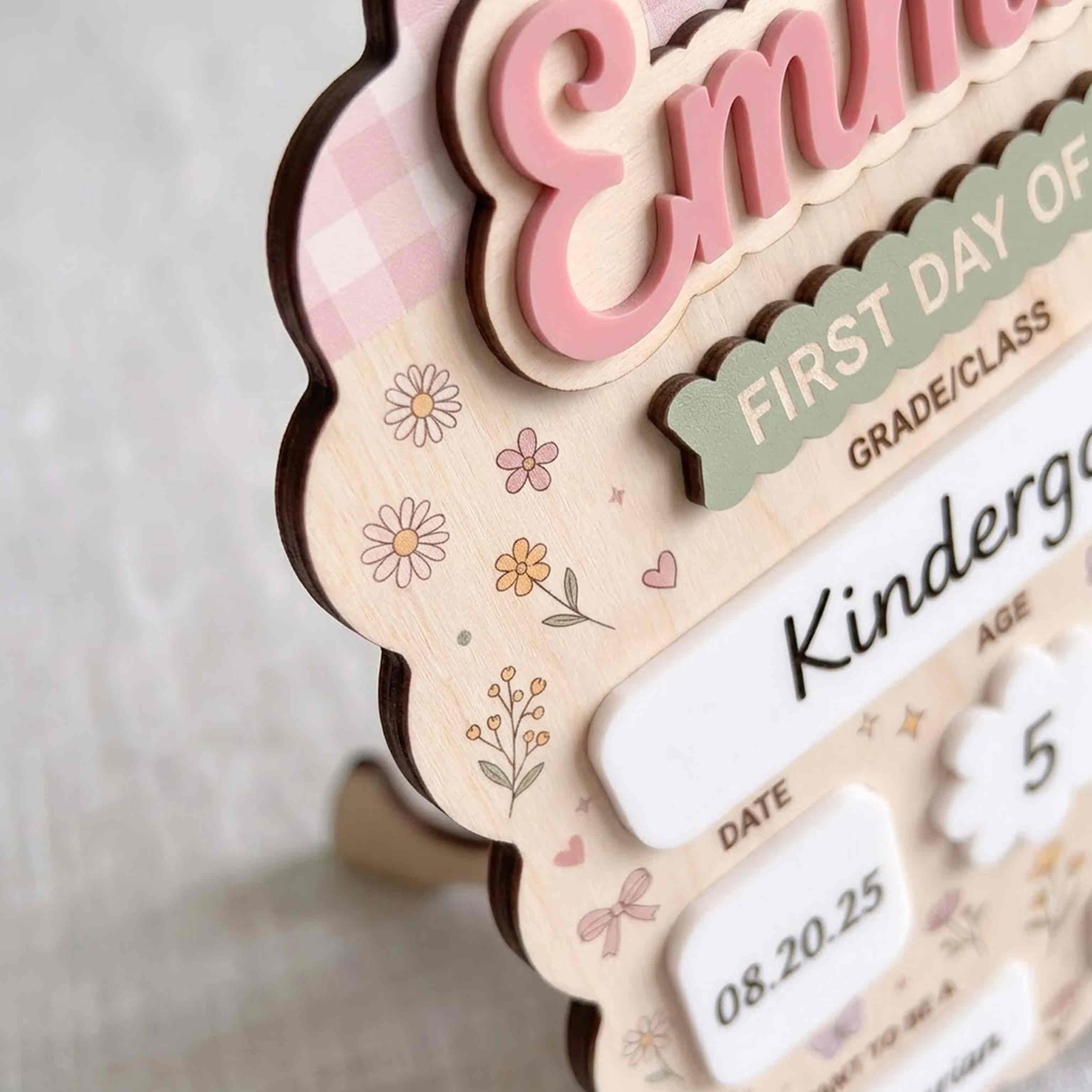 Personalized Sweet Meadow Flowers First & Last Day School Sign, Reusable Dry Erase Board, Back to School Sign