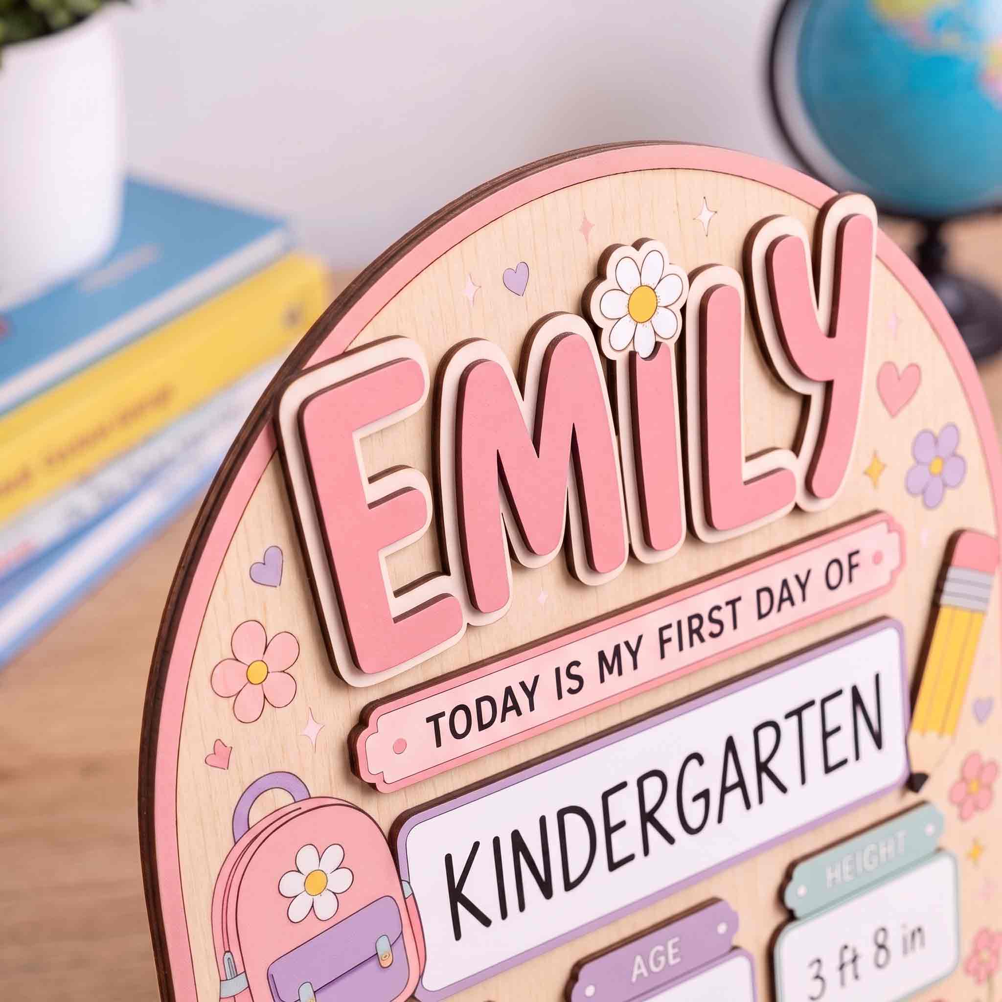 Personalized Flower Backpack First Day School Board, Reusable Dry Erase Board, Back to School Sign