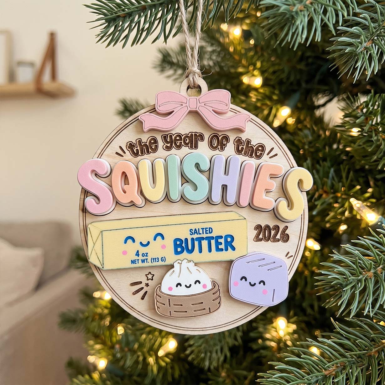 The Year of Squishies 2026 2-Layer Wooden Christmas Ornament Squishy Collector Keepsake Gift