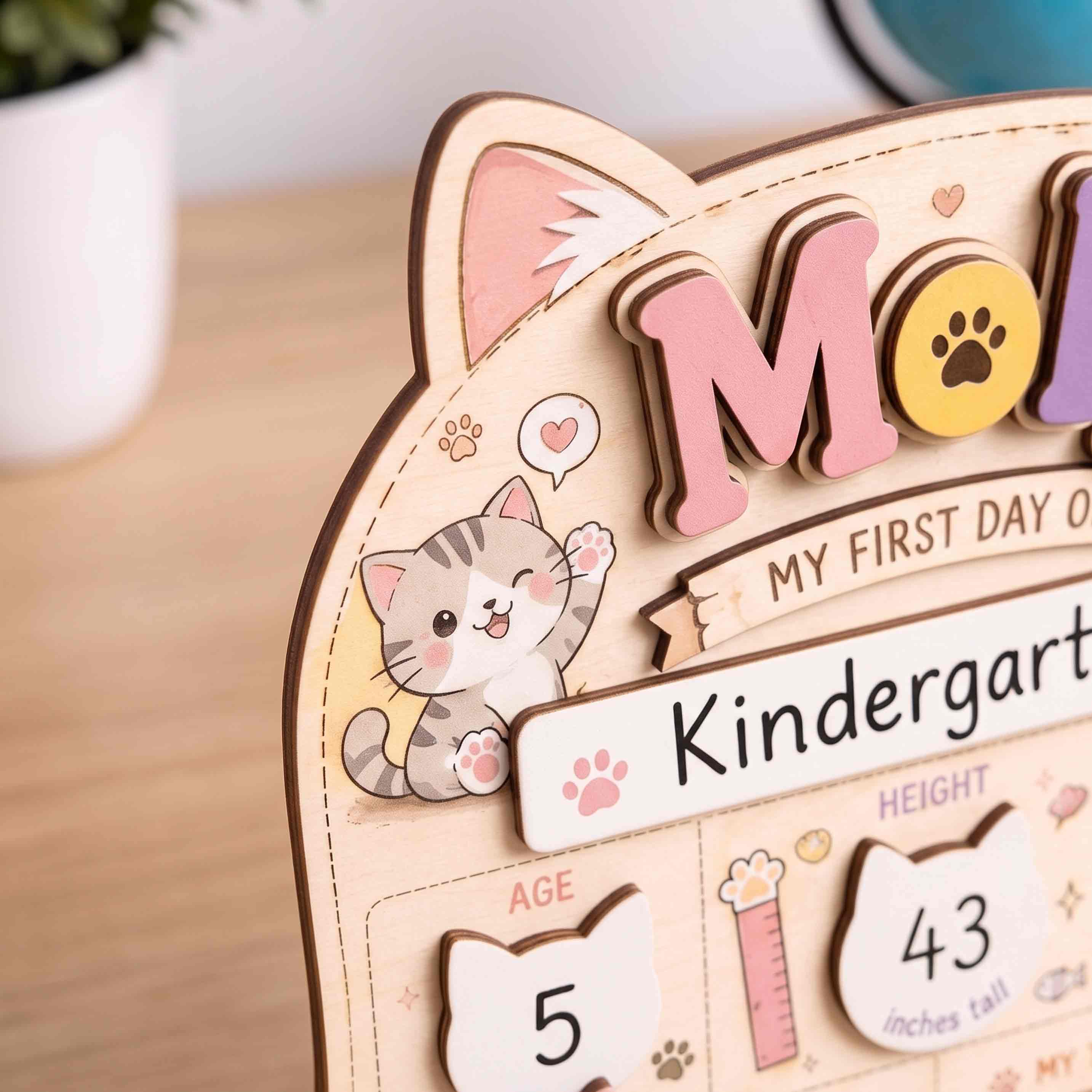 Personalized Cat Lover First & Last Day School Board, Reusable Dry Erase Board, Back to School Sign