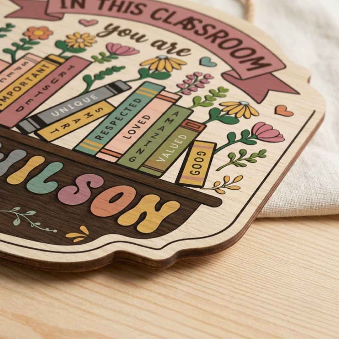 Personalized Teacher Name Wooden Sign Door Hanger Classroom Rules Sign Wooden Classroom Decor, Back to School Sign