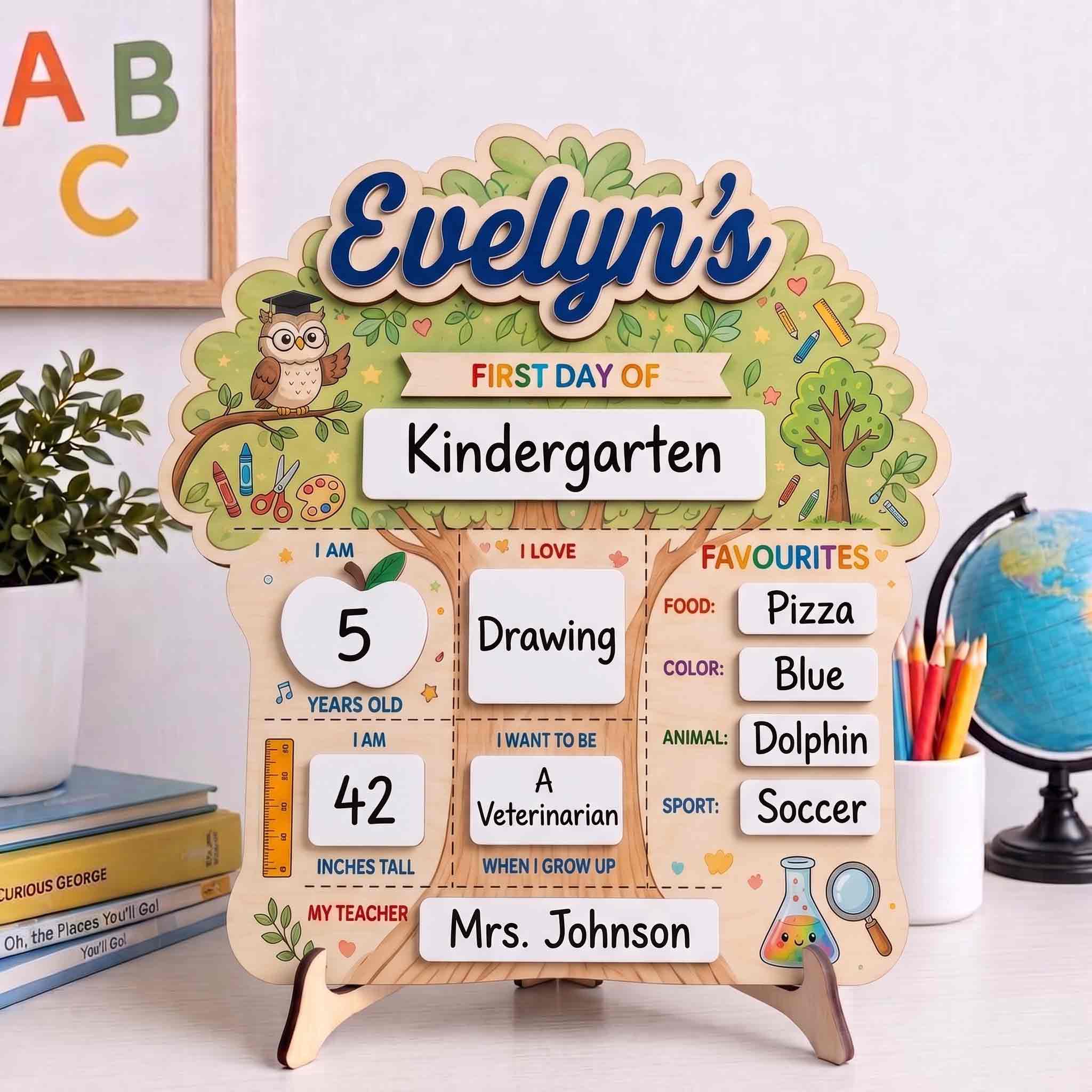 Personalized Classroom Tree First & Last Day School Board, Reusable Dry Erase Board, Back to School Sign