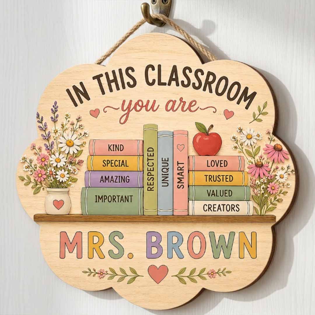 Personalized Teacher Name Wooden Sign Door Hanger In Classroom You Are Kind, Special Wooden Classroom Decor, Back to School Sign