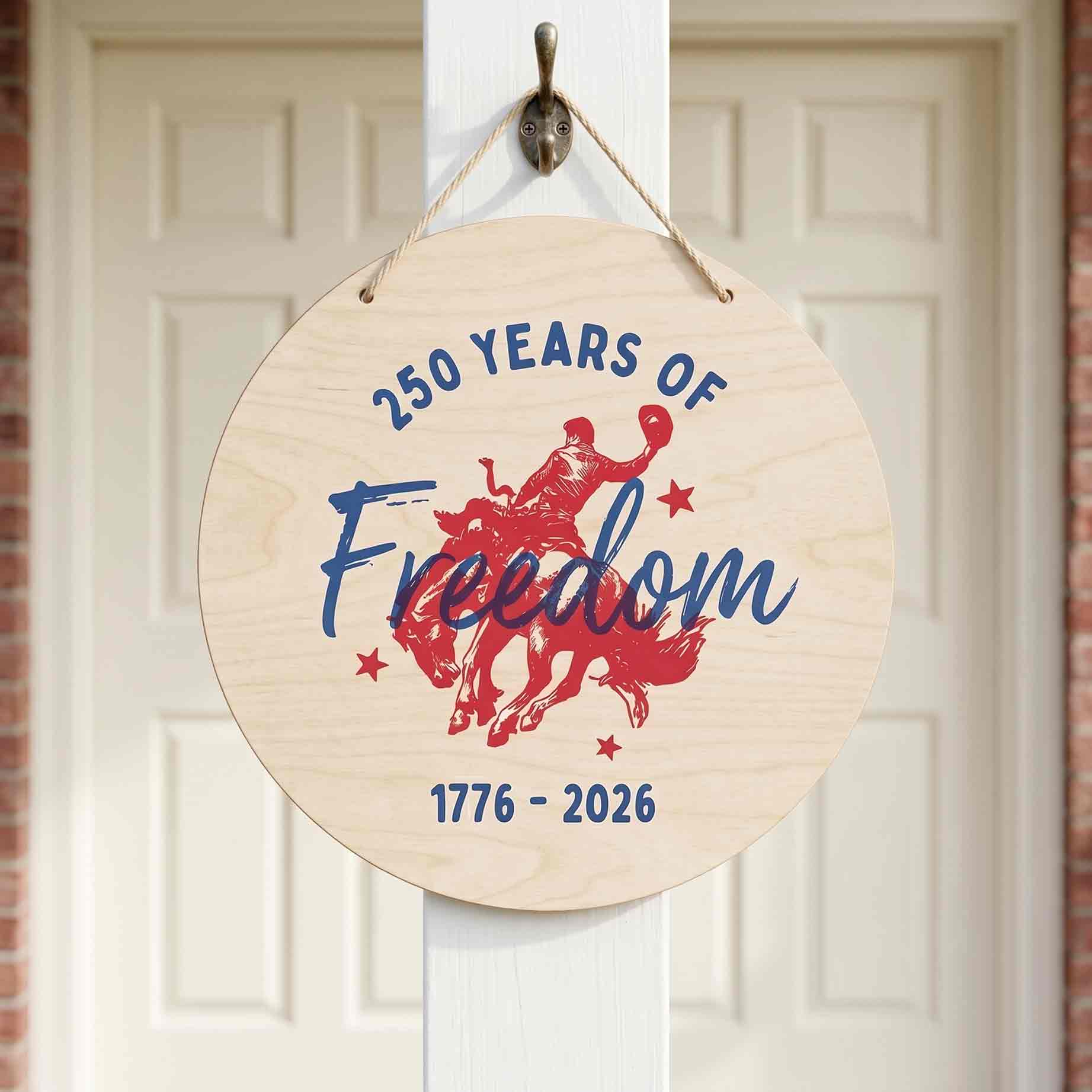 America 250 Years Of Freedom Wooden Hanging Sign 1776-2026 Patriotic Decor