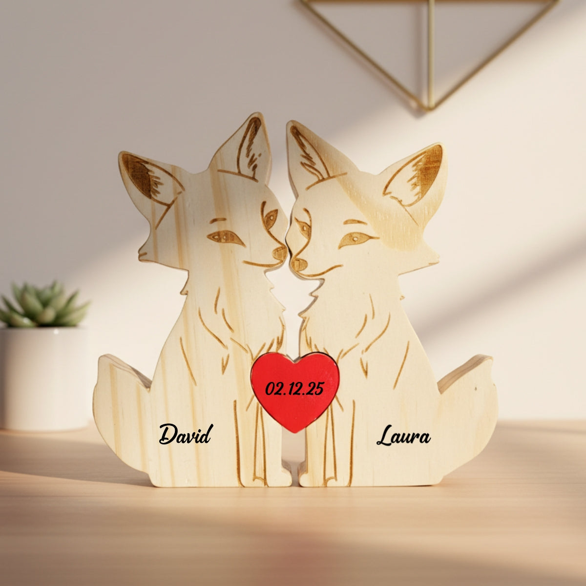 Personalized Fox Couple Puzzle Custom Wooden Puzzle