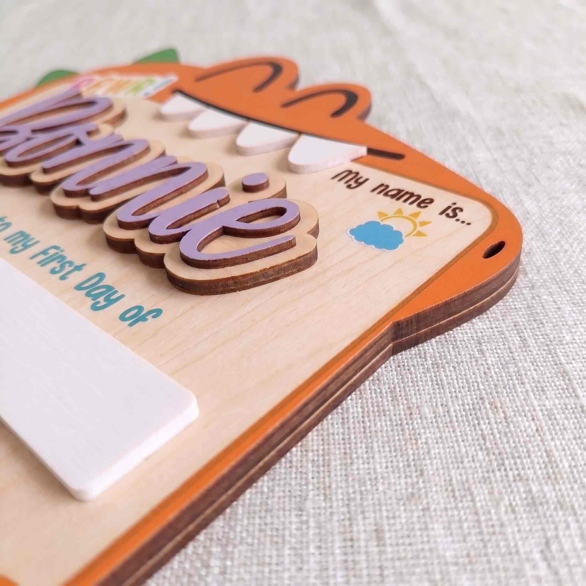 Personalized Cute Dinosaur First Day School Board, Reusable Dry Erase Board, Back to School Sign
