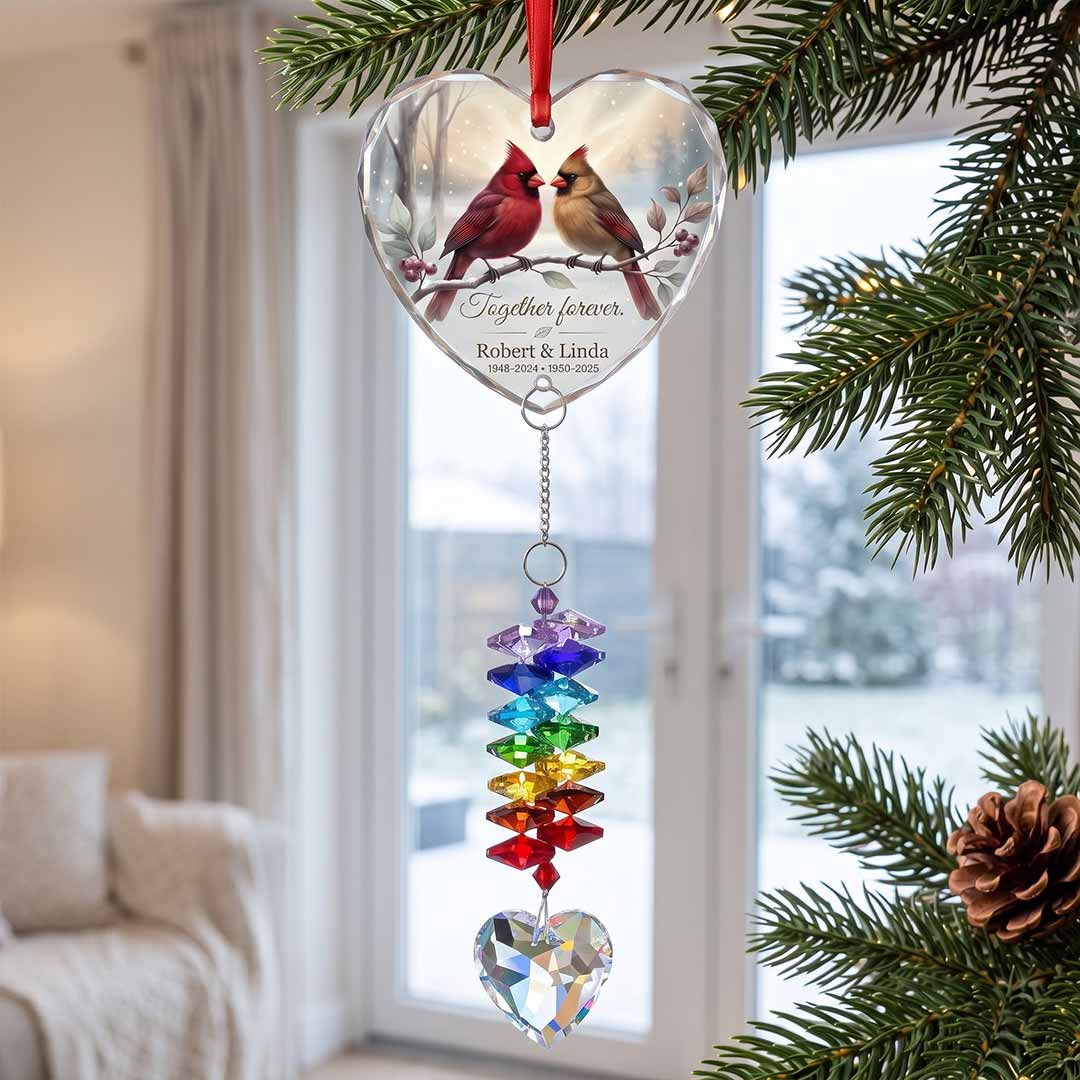 Heart Glass Ornament With Crystal Charm