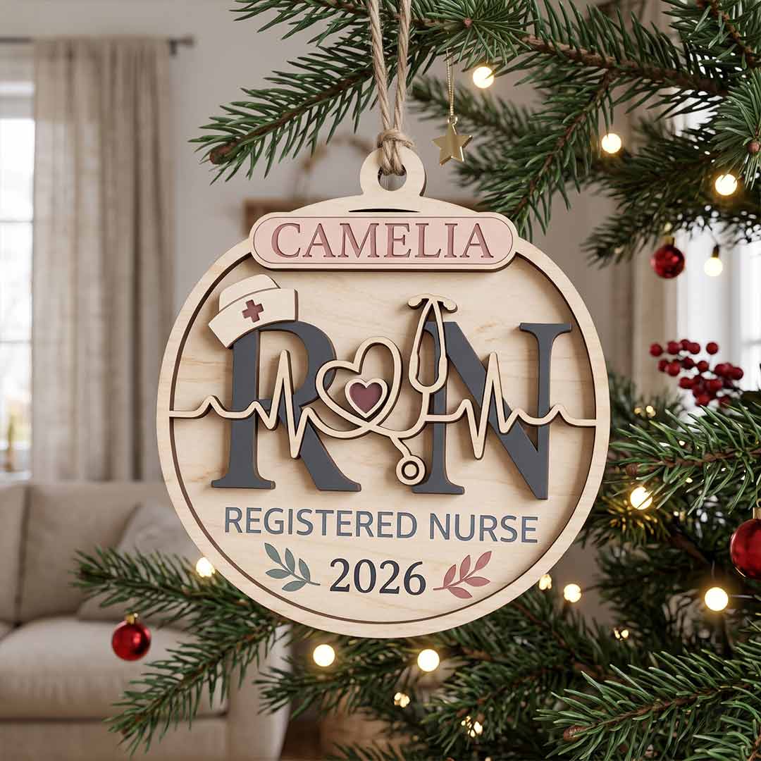 Nurse Graduation Personalized Nurse Custom Name Date Nurse Appreciation Wooden Christmas Ornament