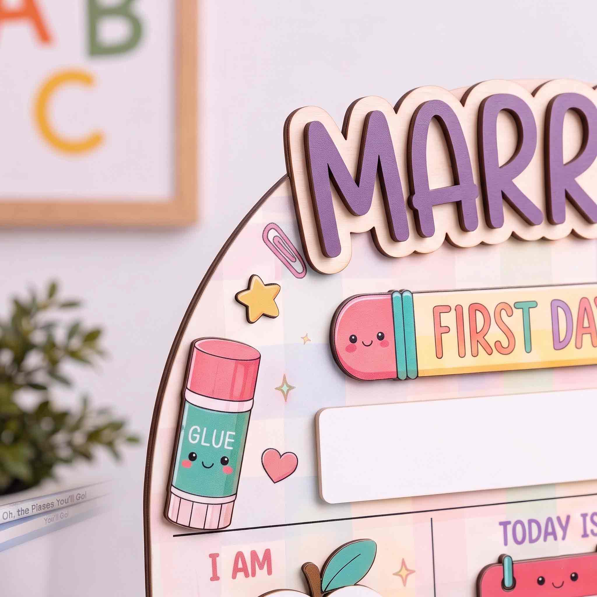 Personalized Kawaii Classroom Theme First & Last Day School Sign, Reusable Dry Erase Board, Back to School Sign