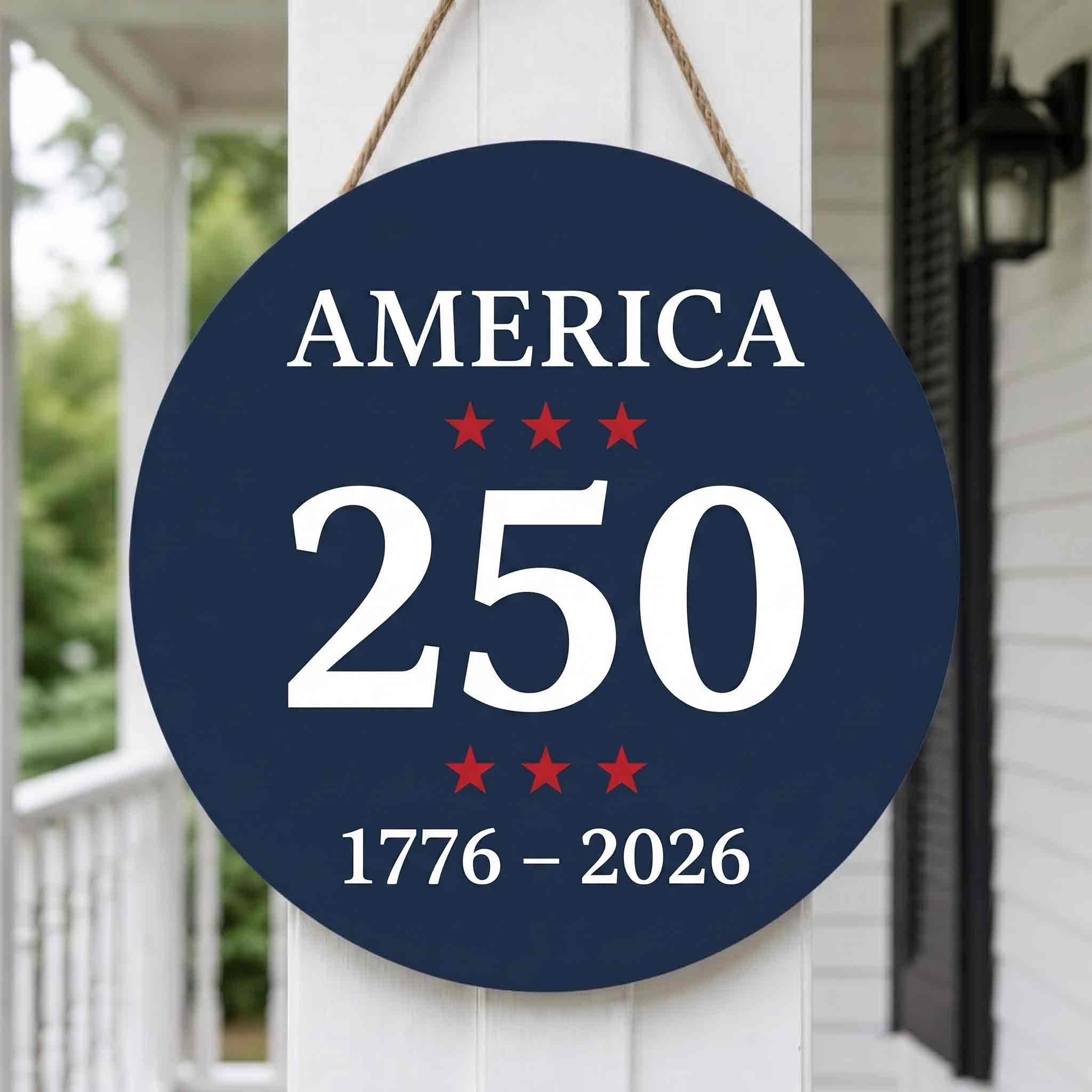 America 250th Anniversary Wooden Sign Patriotic Decor 1776-2026