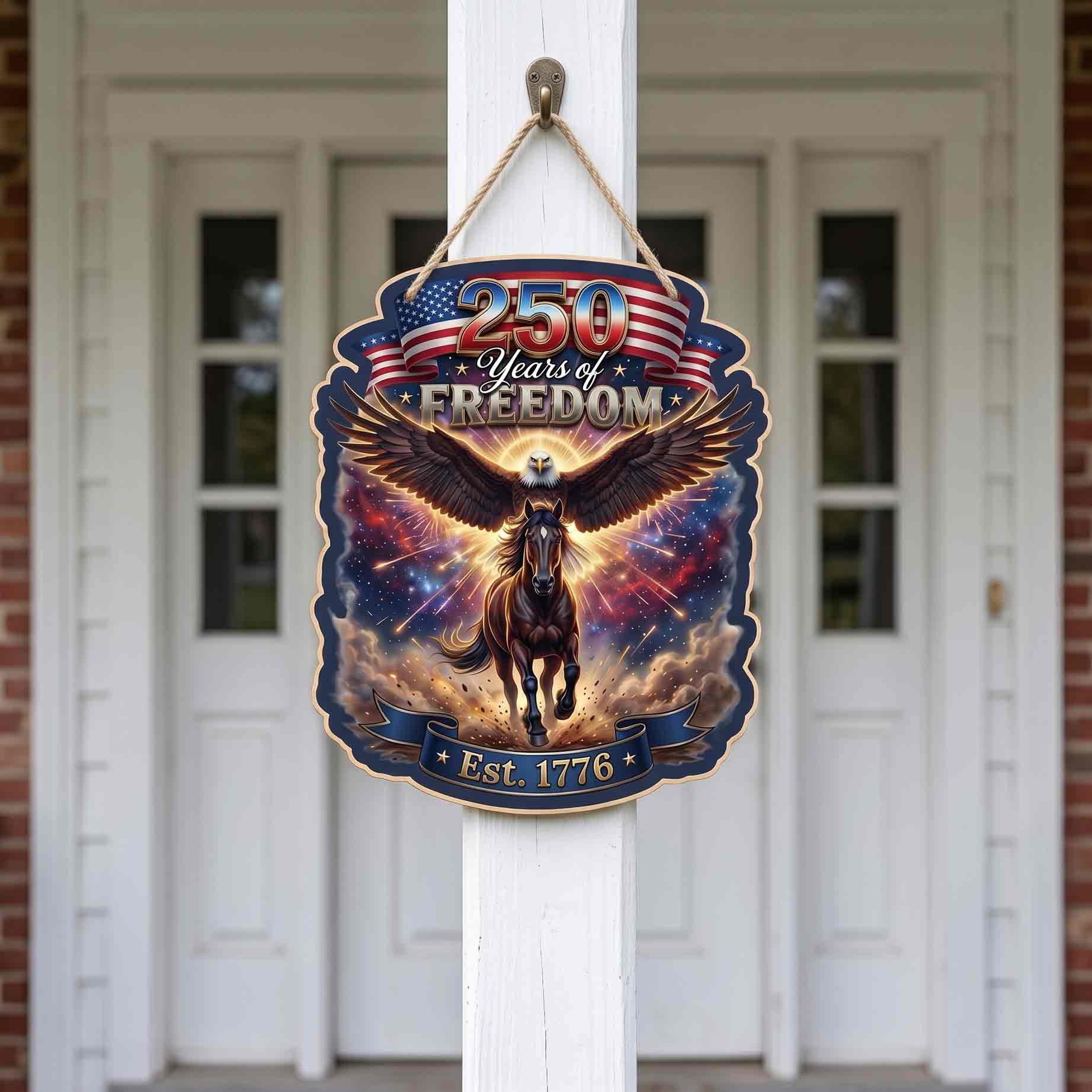 America 250th Anniversary Wooden Sign Western Freedom Decor