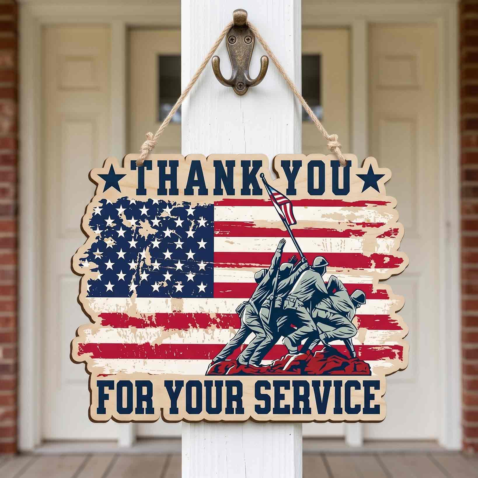 Thank You For Your Service Wooden Sign Patriotic Veteran Decor