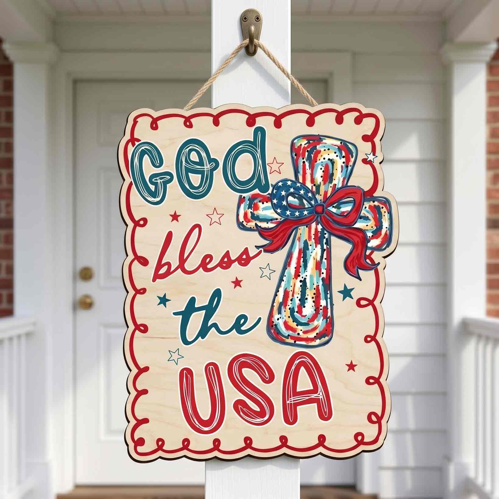 God Bless the USA America 250th Anniversary Wooden Sign