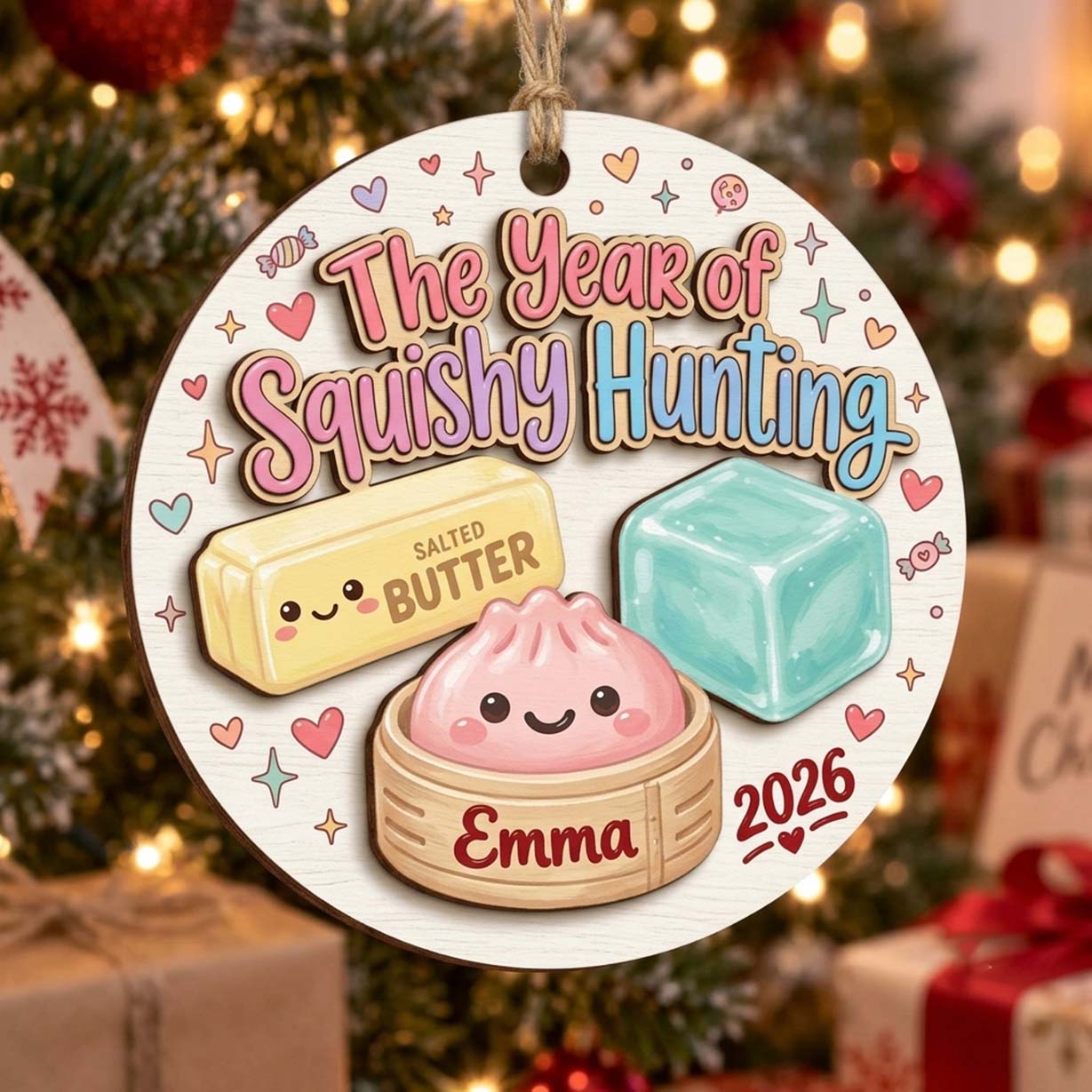Classic Squishy Hunting Butter Ice Cube Custom Name Date Wooden Ornament Squishy