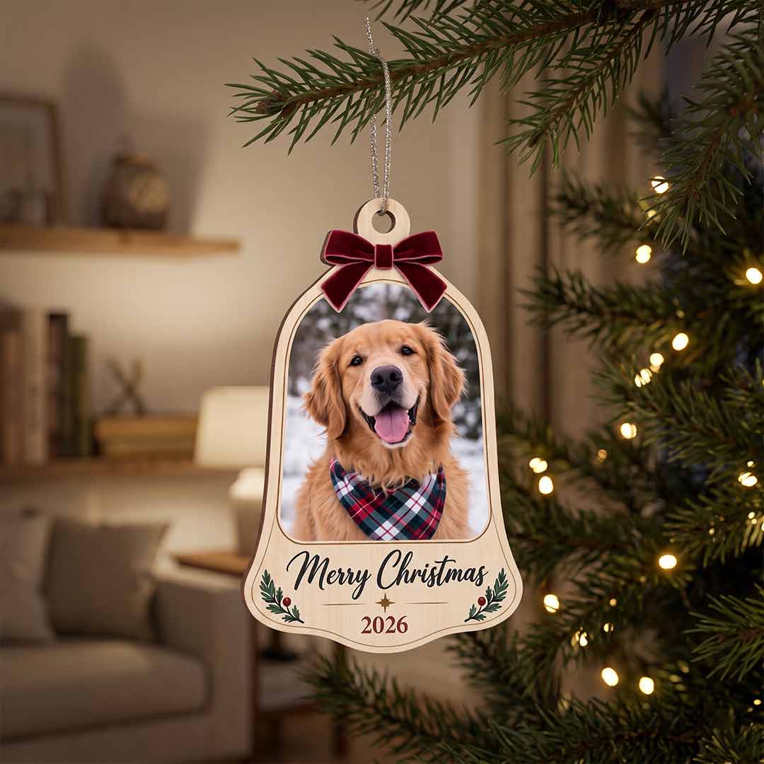 Family Christmas Polaroid Photo Collage Personalized Custom Name Date Photo Family 1-Layer Wooden Christmas Ornament for Family Members Gift