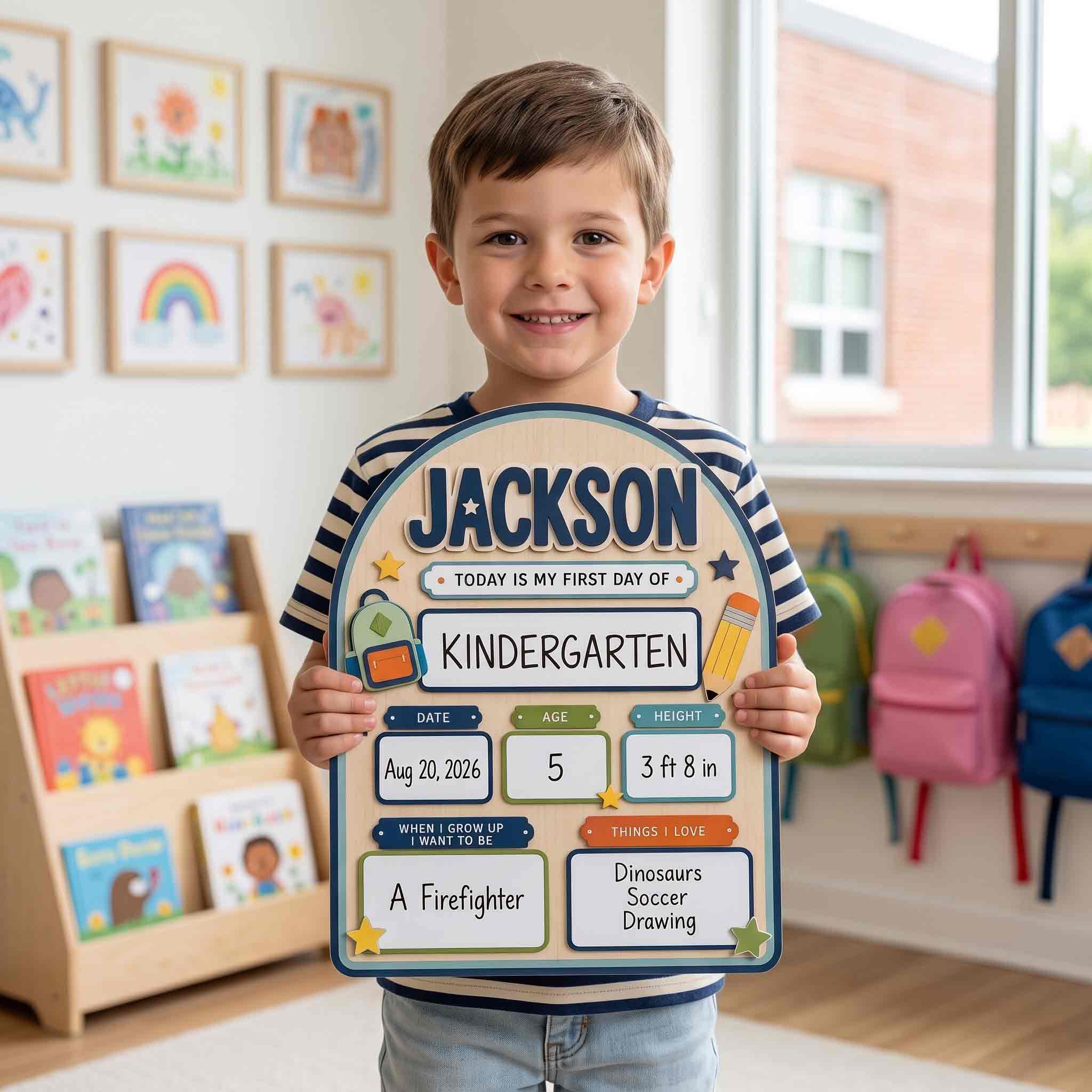 Personalized Modern Classroom Style First & Last Day School Sign, Reusable Dry Erase Board, Back to School Sign