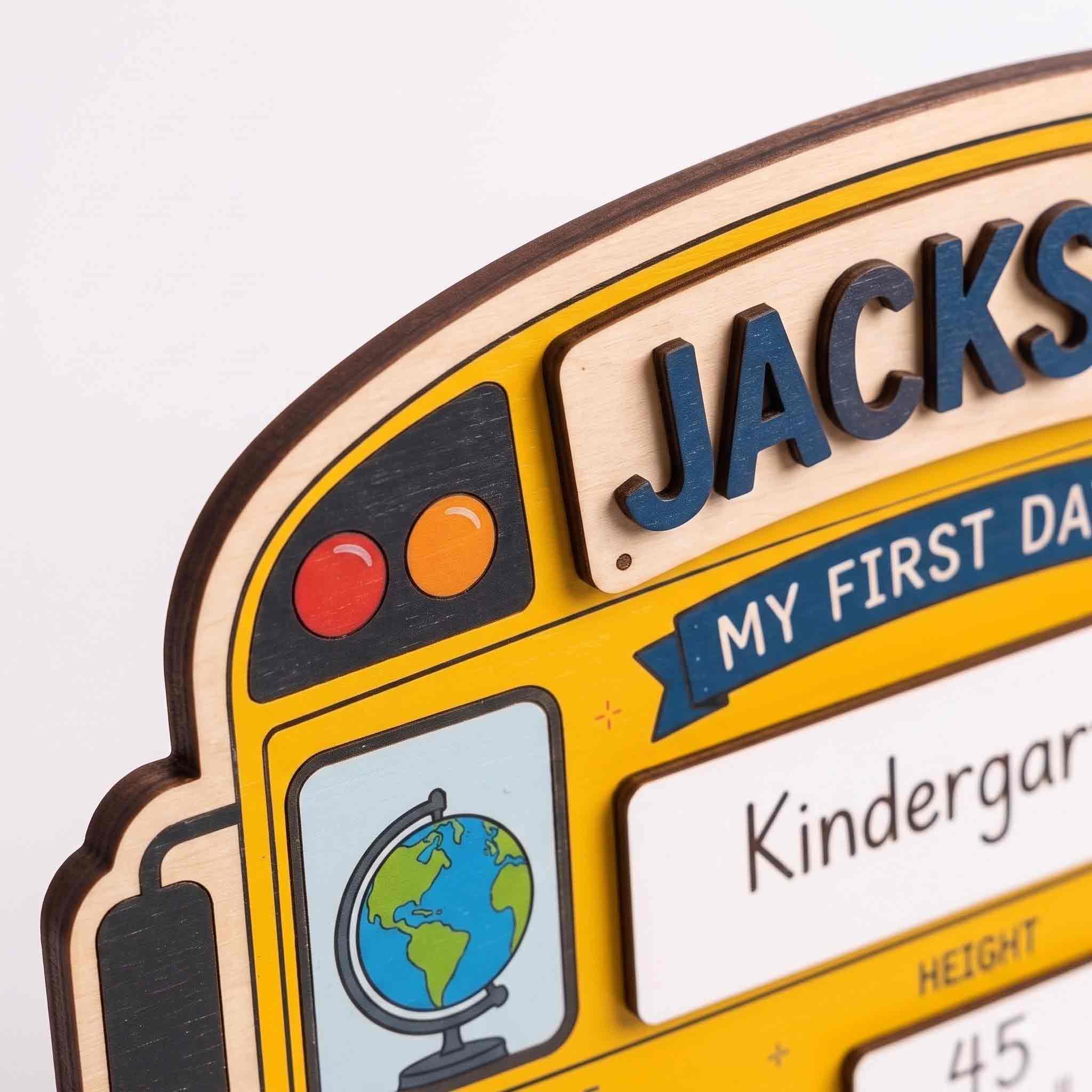 Personalized School Bus Shape First & Last Day School Sign, Reusable Dry Erase Board, Back to School Sign