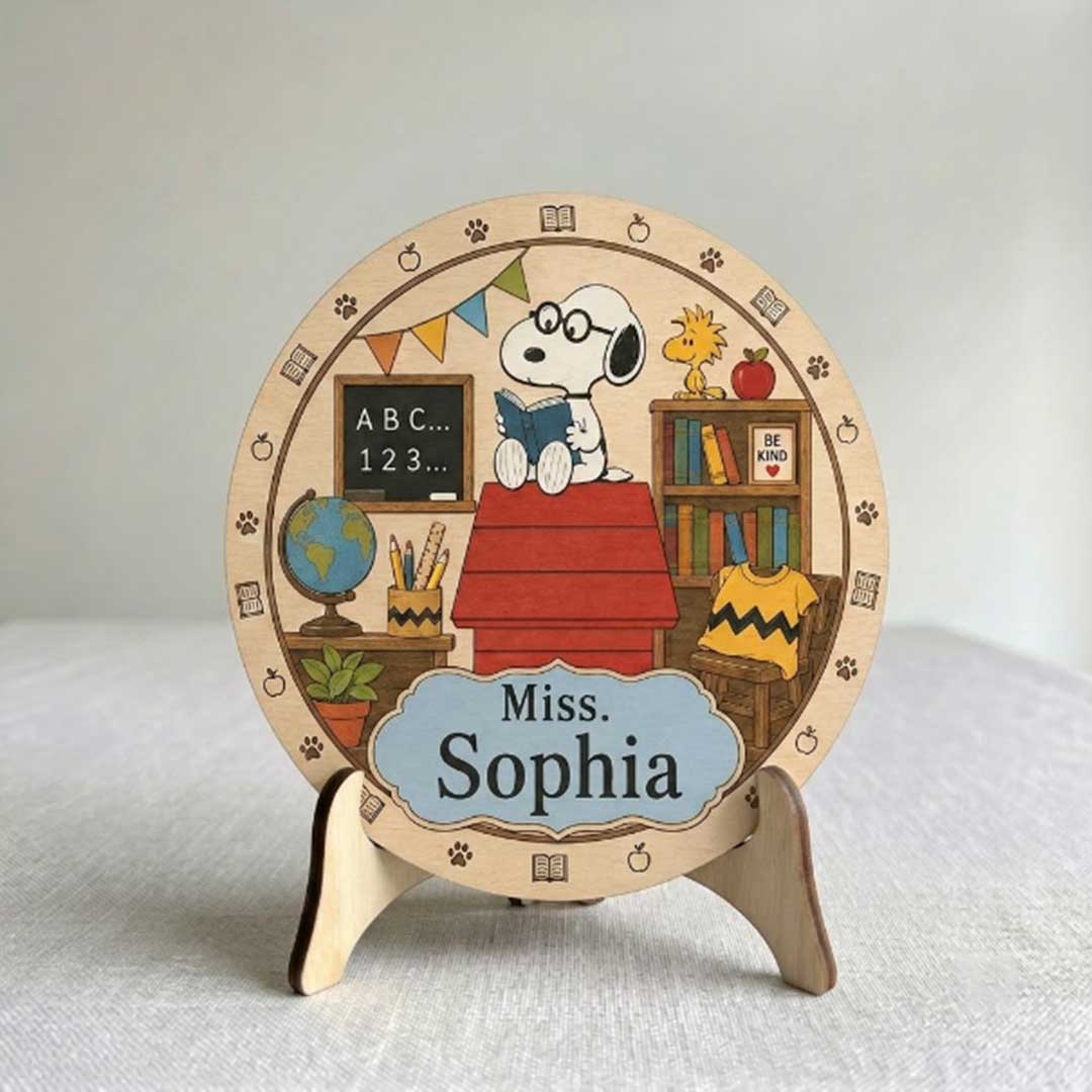 Personalized Teacher Name Wooden Sign Door Hanger Cute Classroom Vibes Wooden Classroom Decor, Back to School Sign