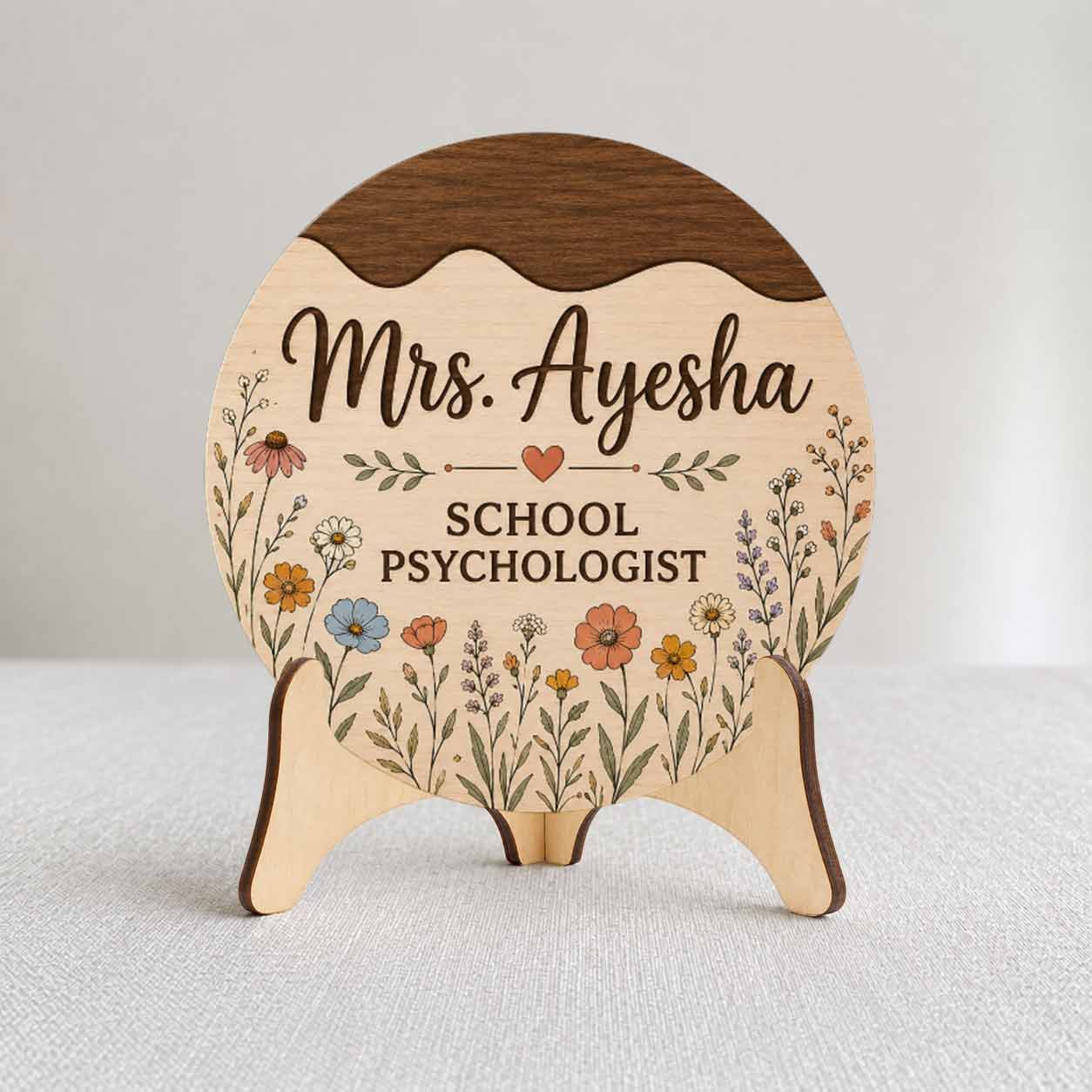 Personalized Teacher Name Wooden Sign Door Hanger School Psychologist Wooden Classroom Decor, Back to School Sign