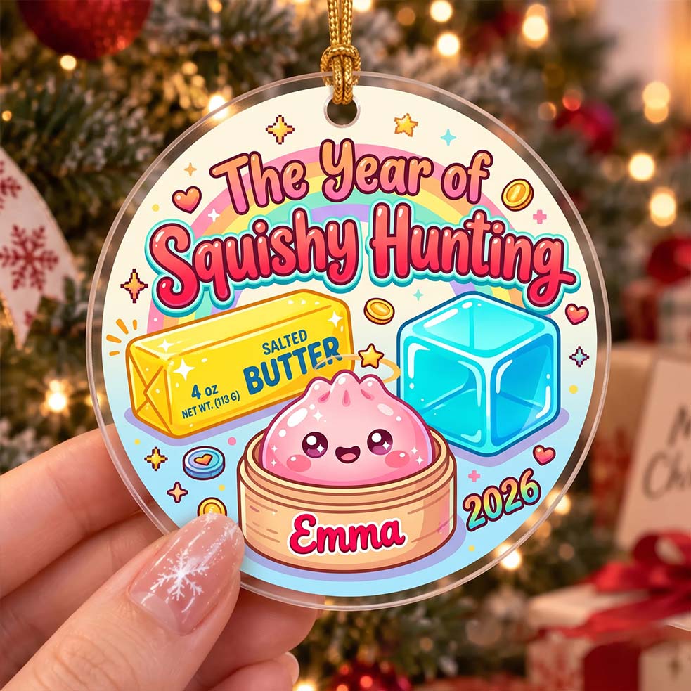 Colorful Squishy Hunting Butter Ice Cube Custom Name Date Acrylic Christmas Ornament Squishy