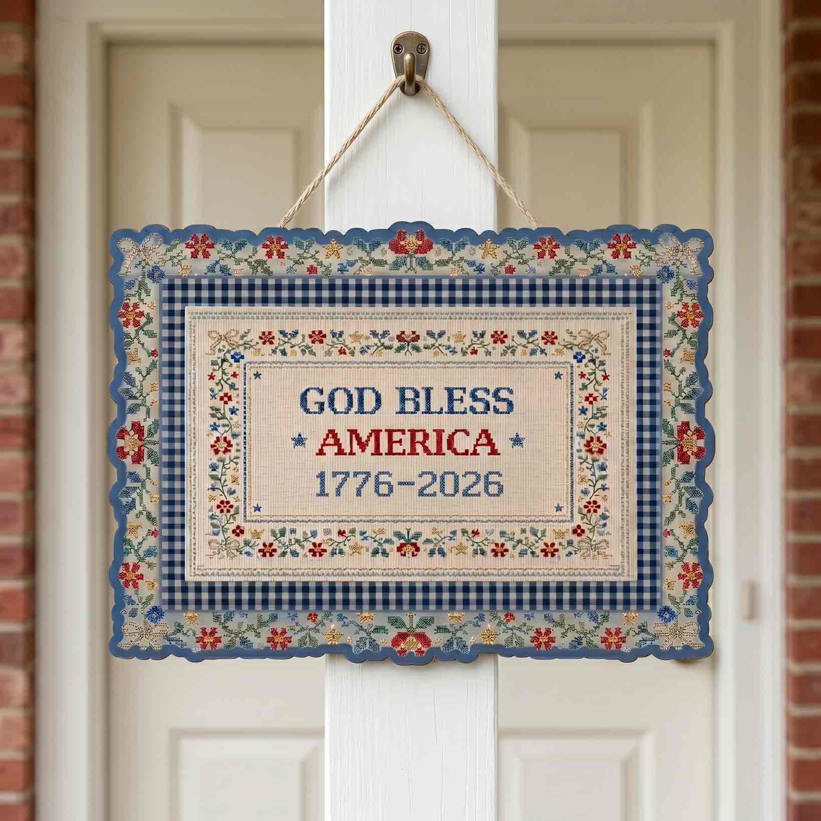 God Bless America 250th Anniversary Vintage Wooden Sign