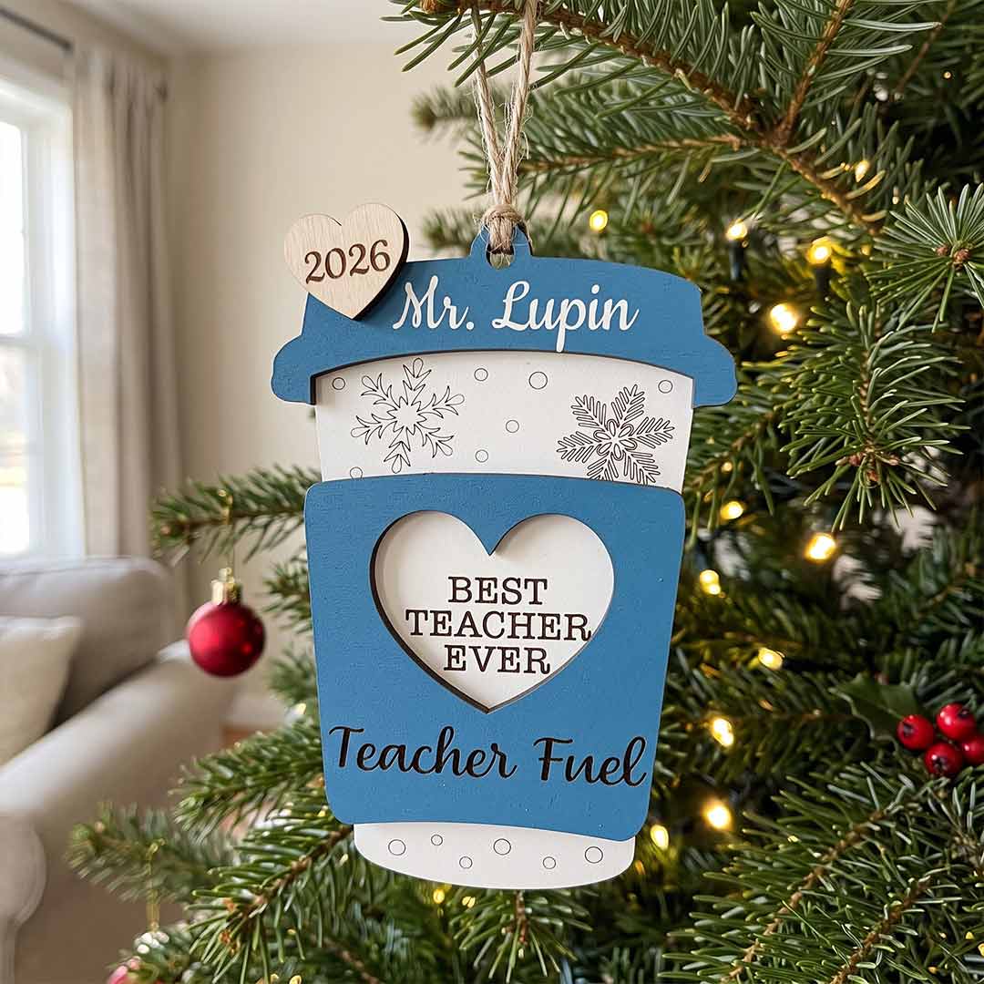 Best Teacher Ever Teacher Fuel Personalized Teacher Custom Name Date Teacher Appreciation Wooden Christmas Ornament