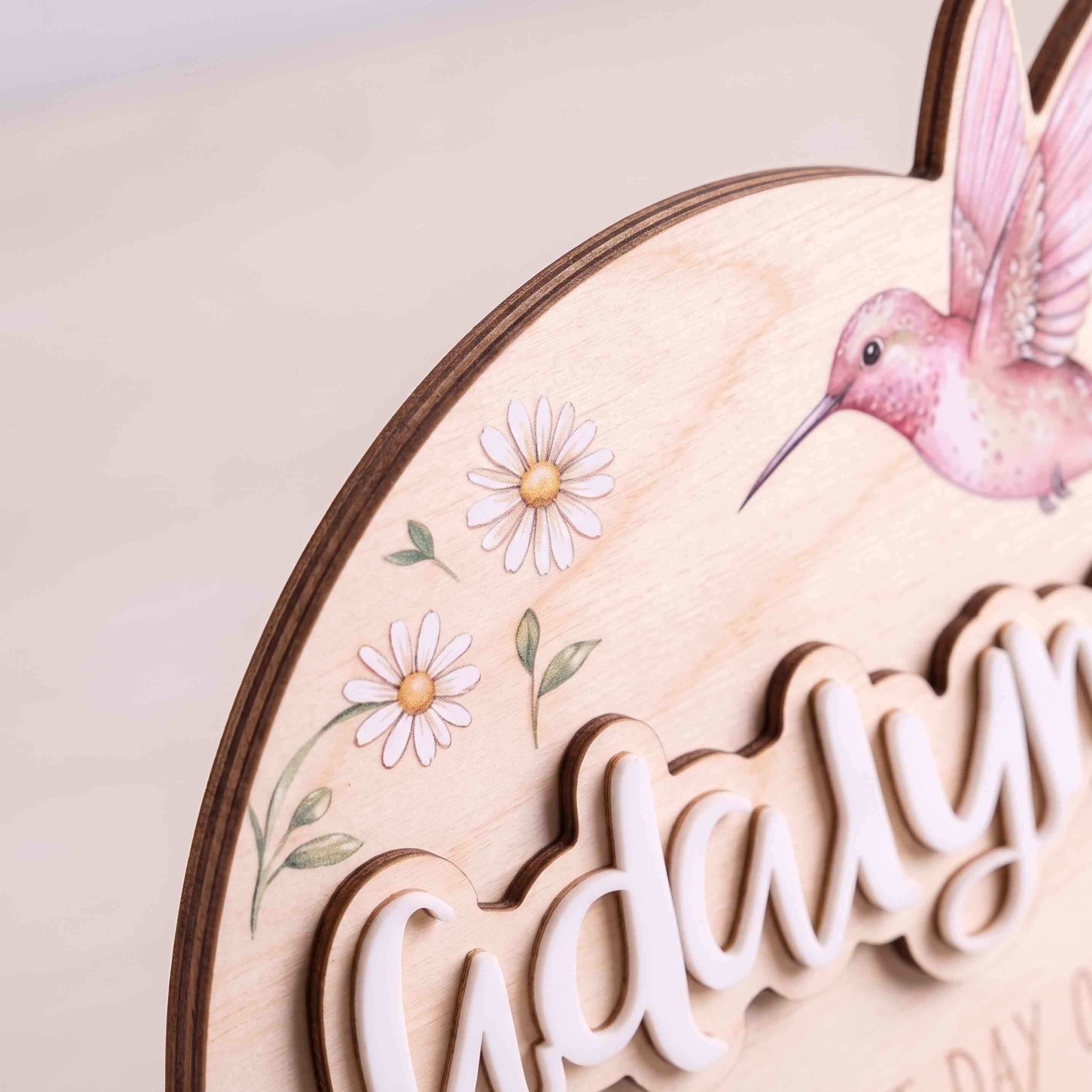 Personalized Hummingbird Garden First & Last Day School Sign, Reusable Dry Erase Board, Back to School Sign
