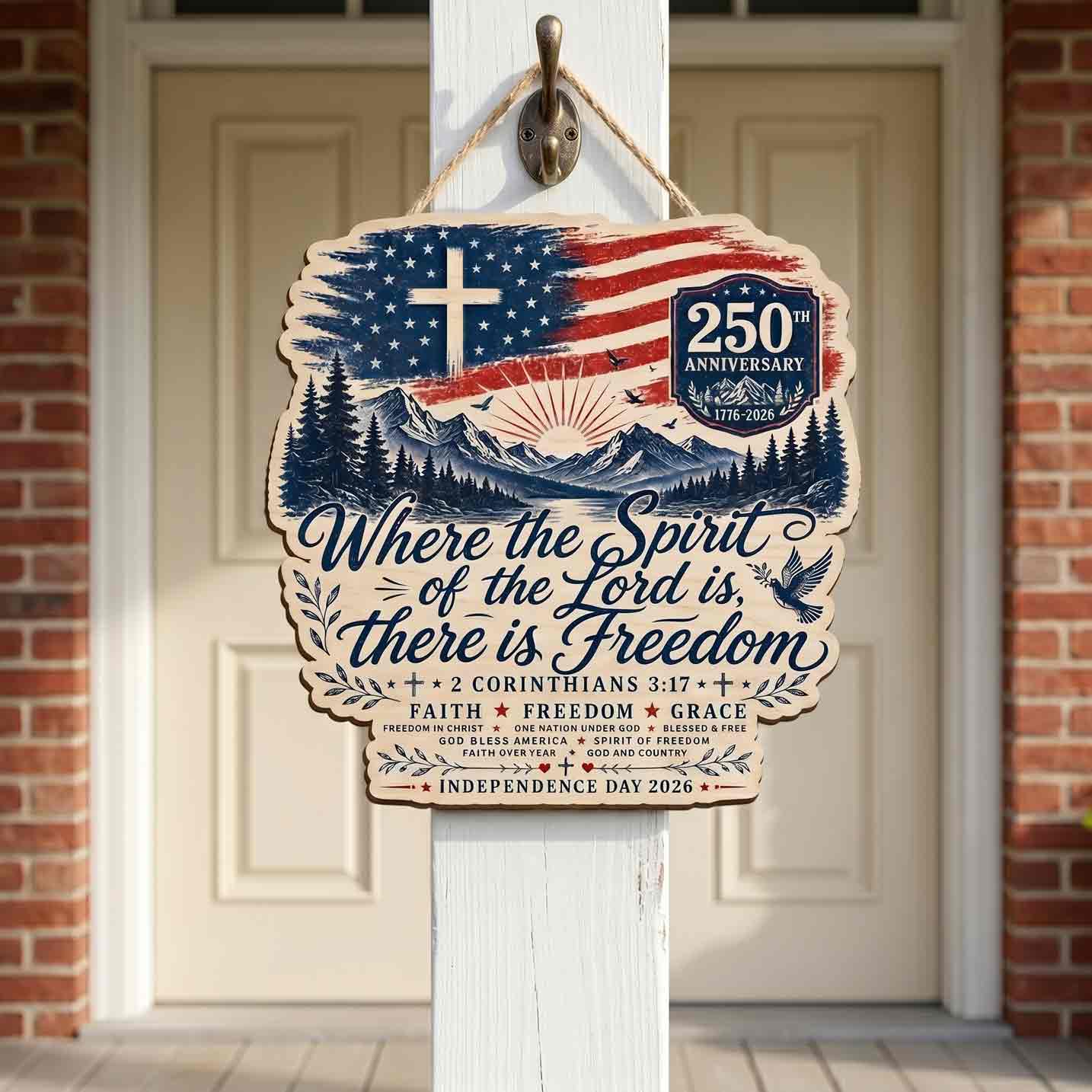 Where the Spirit of the Lord is There is Freedom 250th Anniversary Wooden Sign