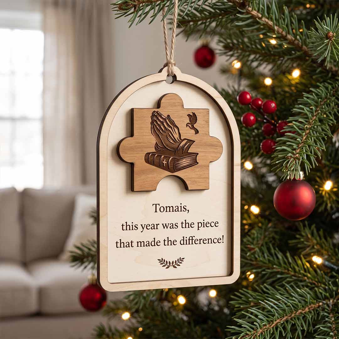 You Made The Difference Puzzle Piece Personalized Custom Name Message Retirement 2-Layer Wooden Christmas Ornament Appreciation Gift for Retirees