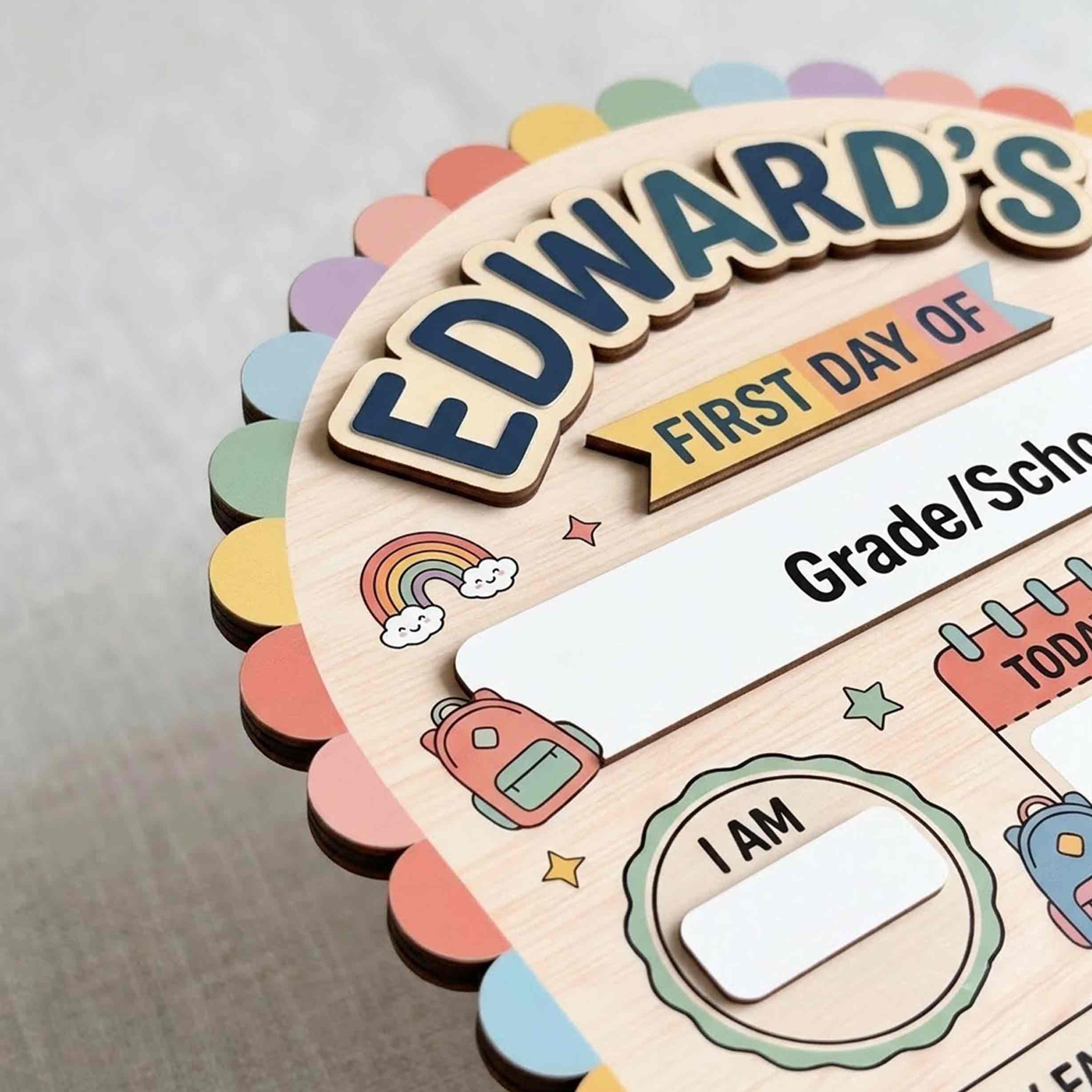 Personalized Colorful Classroom Adventure First & Last Day School Sign, Reusable Dry Erase Board, Back to School Sign
