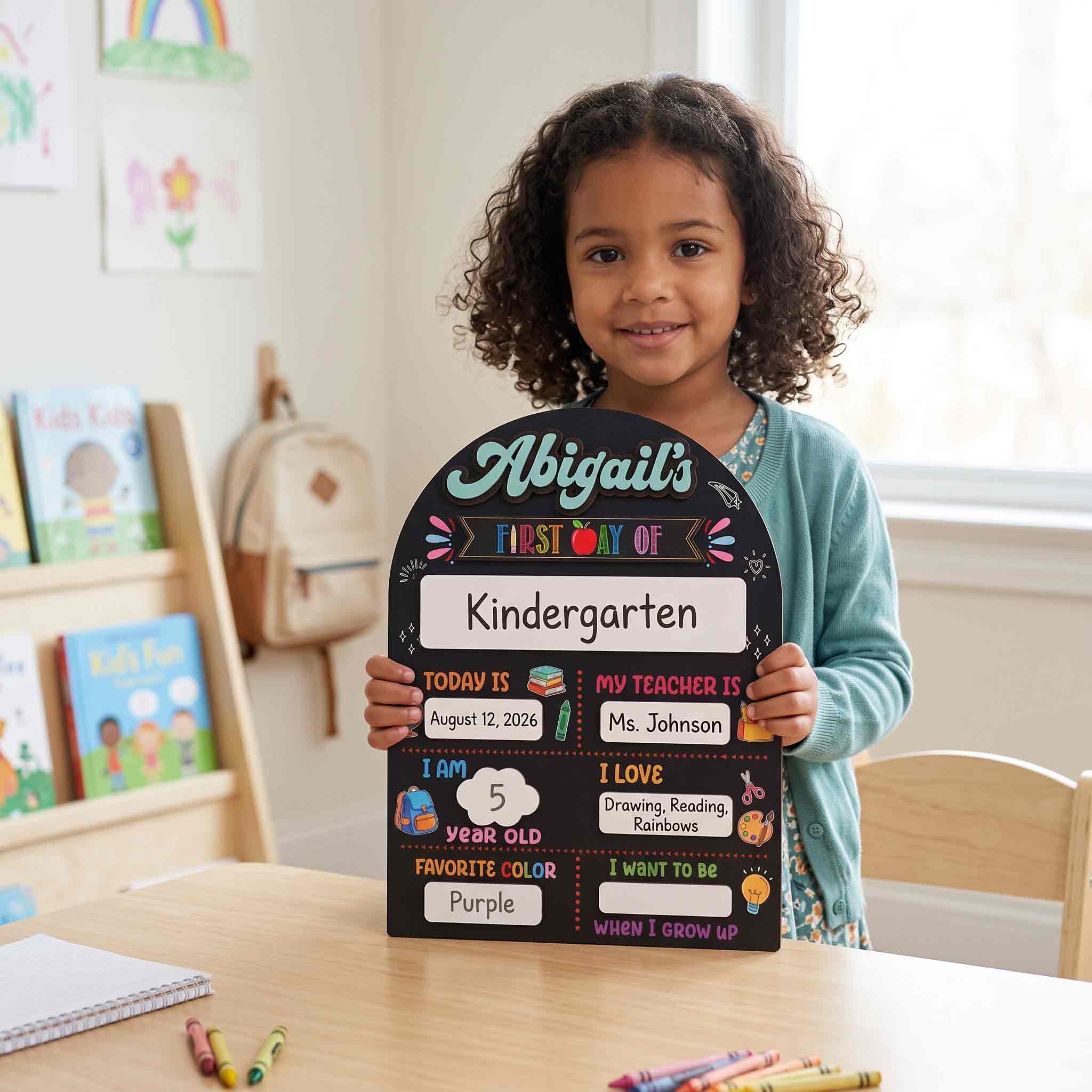 Personalized Chalkboard School Board, Custom Name Back to School Sign, Wooden School Sign