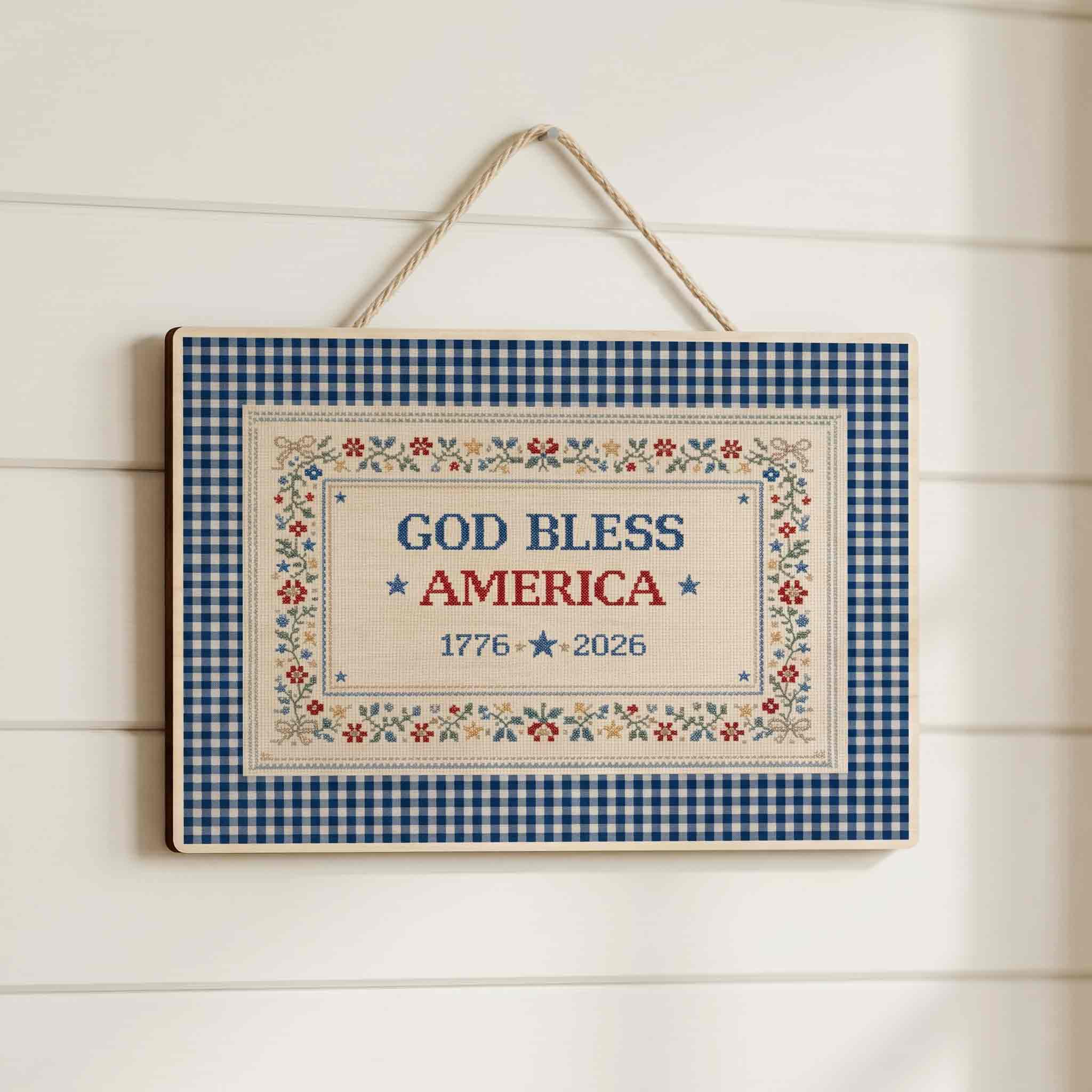 God Bless America Farmhouse Wooden Sign
