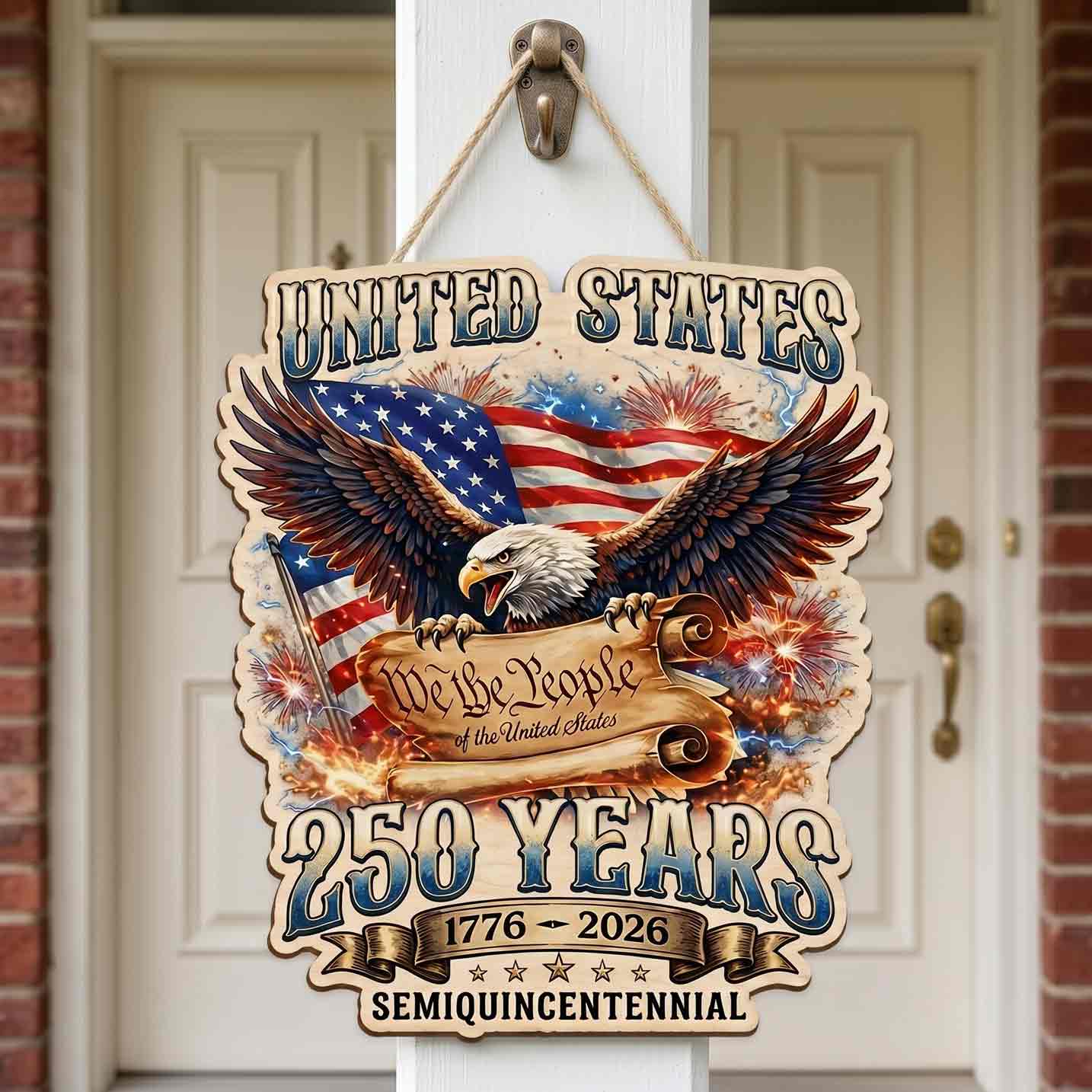 United States We The People America 250 Patriotic Eagle Decor Wooden Sign