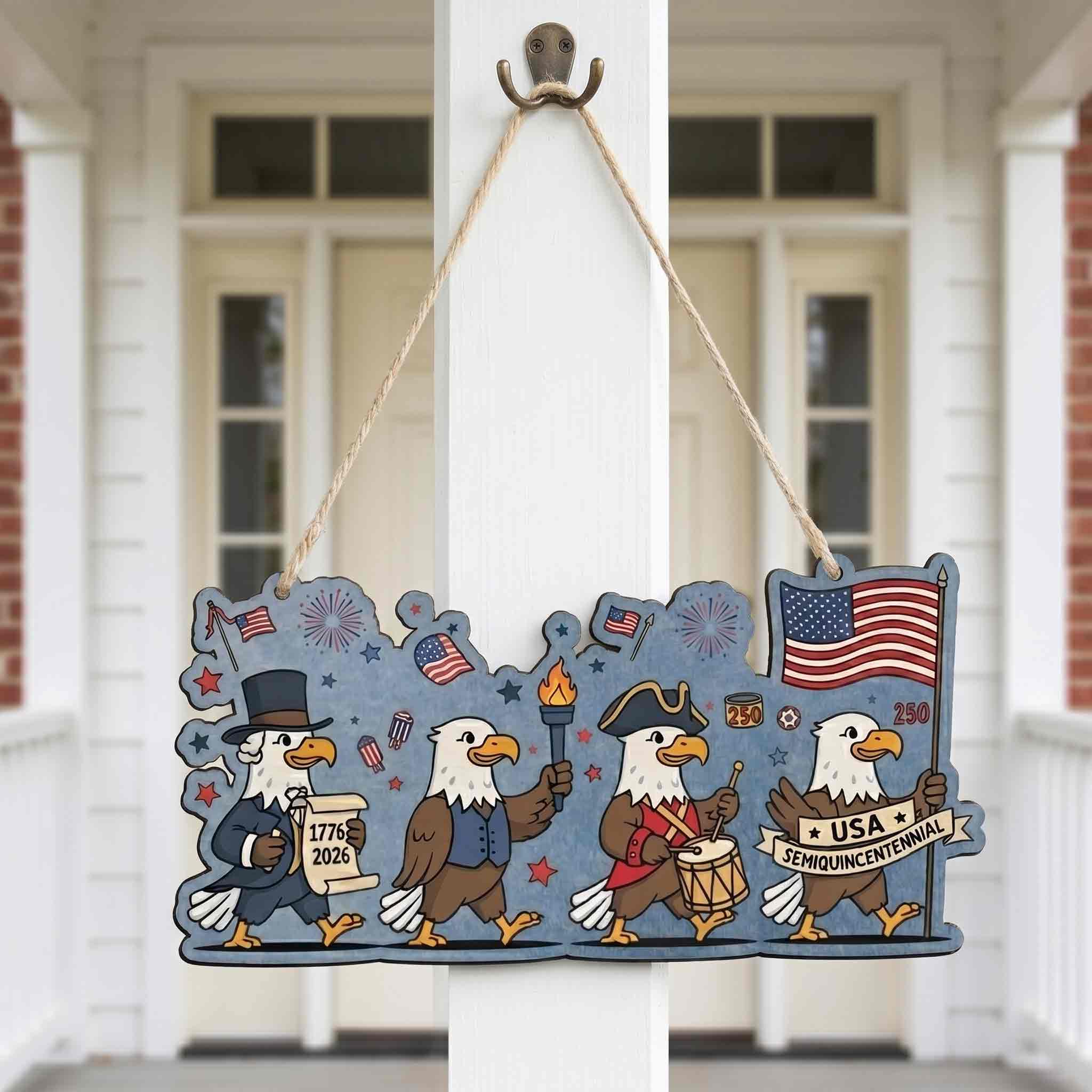 America 250th Anniversary Eagle We the People Wooden Sign