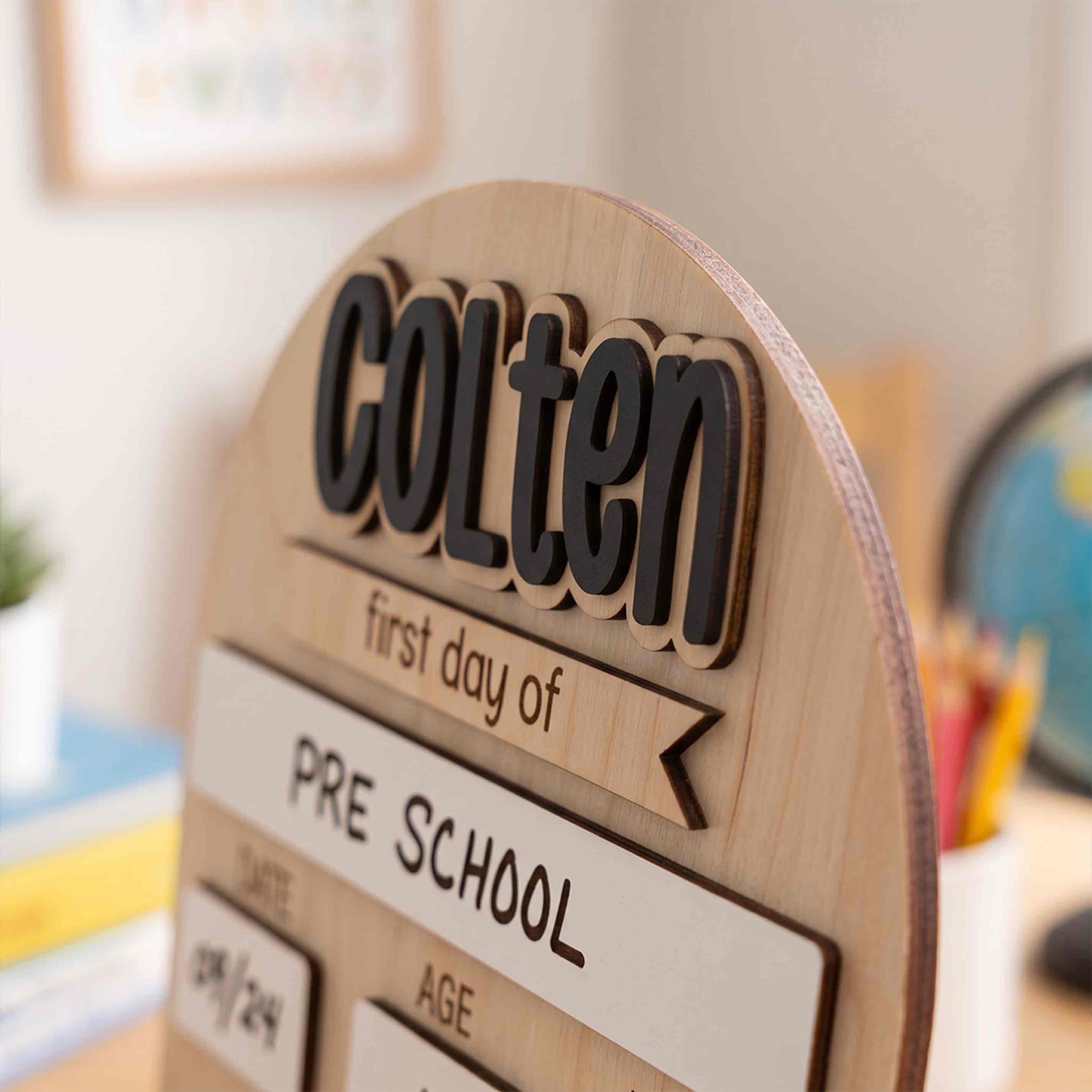 Personalized Scandinavian Style First & Last Day School Sign, Reusable Dry Erase Board, Back to School Sign