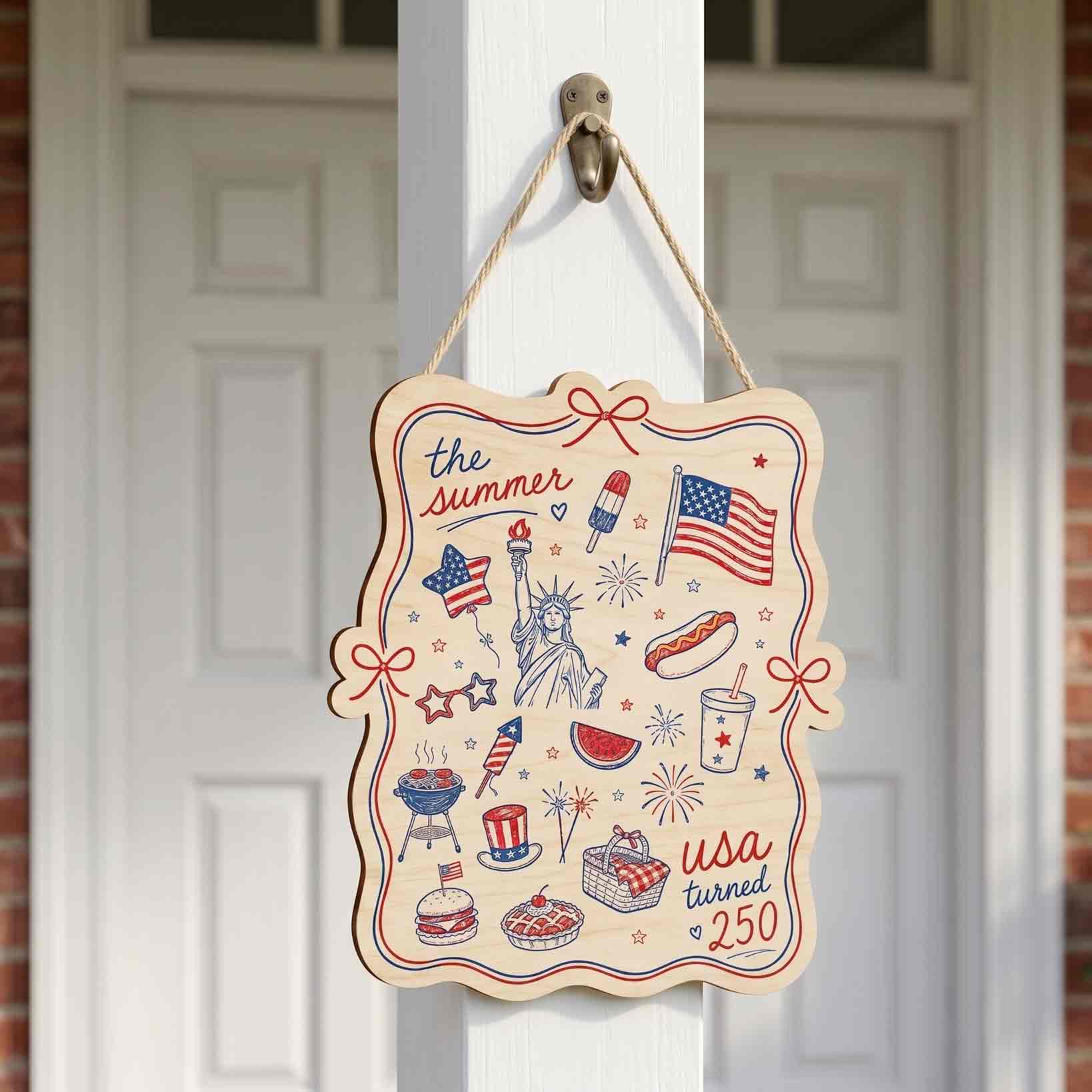 The Summer USA Turned 250 America Patriotic Wooden Sign