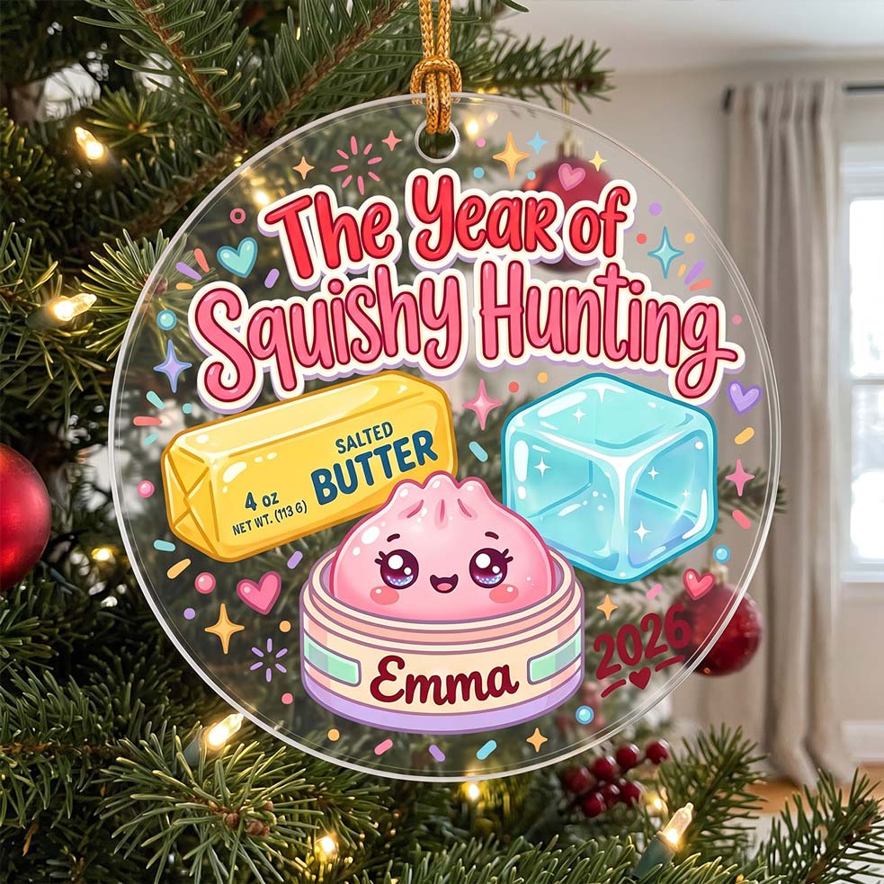 Squishy Hunting Butter Ice Cube Custom Name Date Acrylic Christmas Ornament Cute Christmas Tree Decor Gift